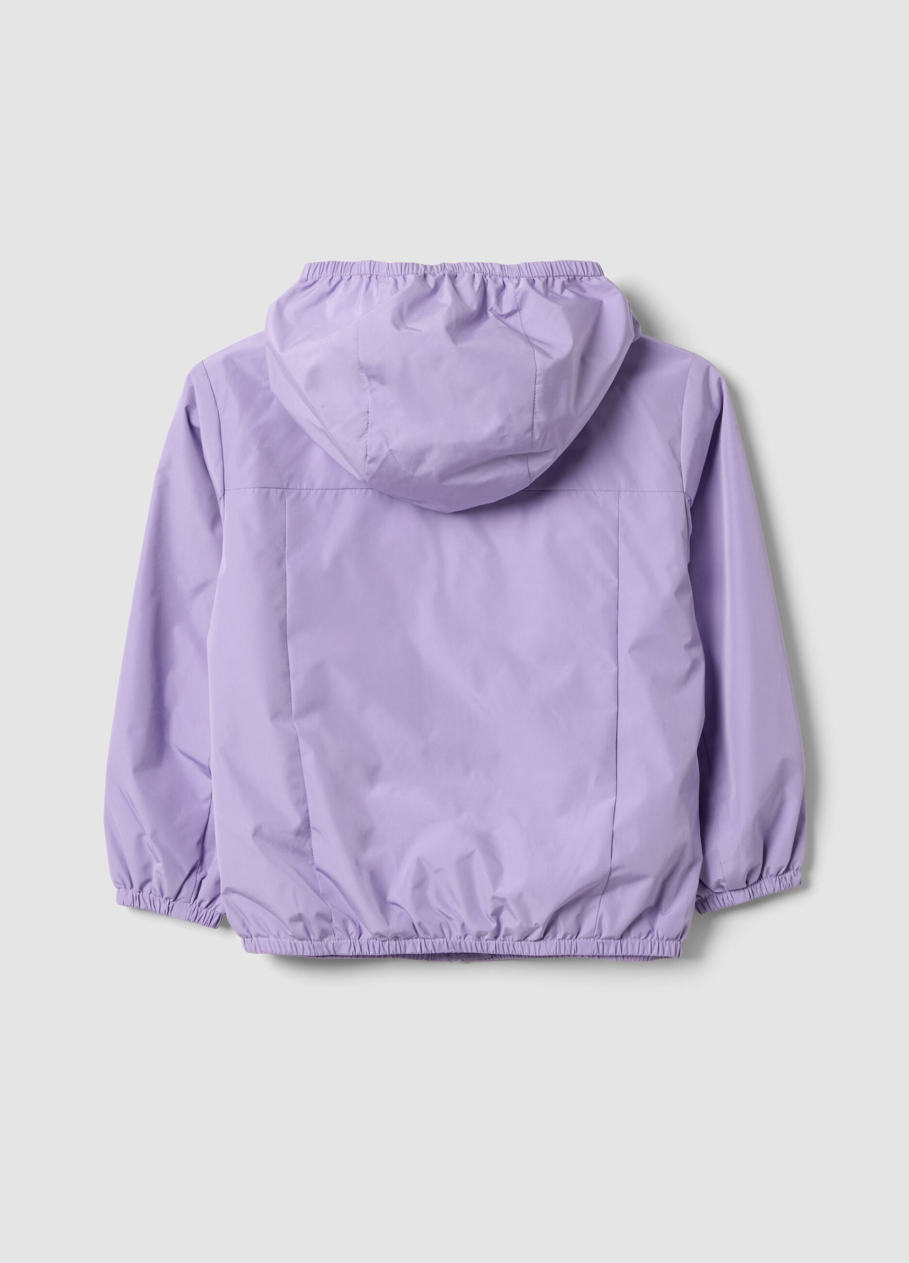 Purple hooded rain jacket with zip for girls, regular fit