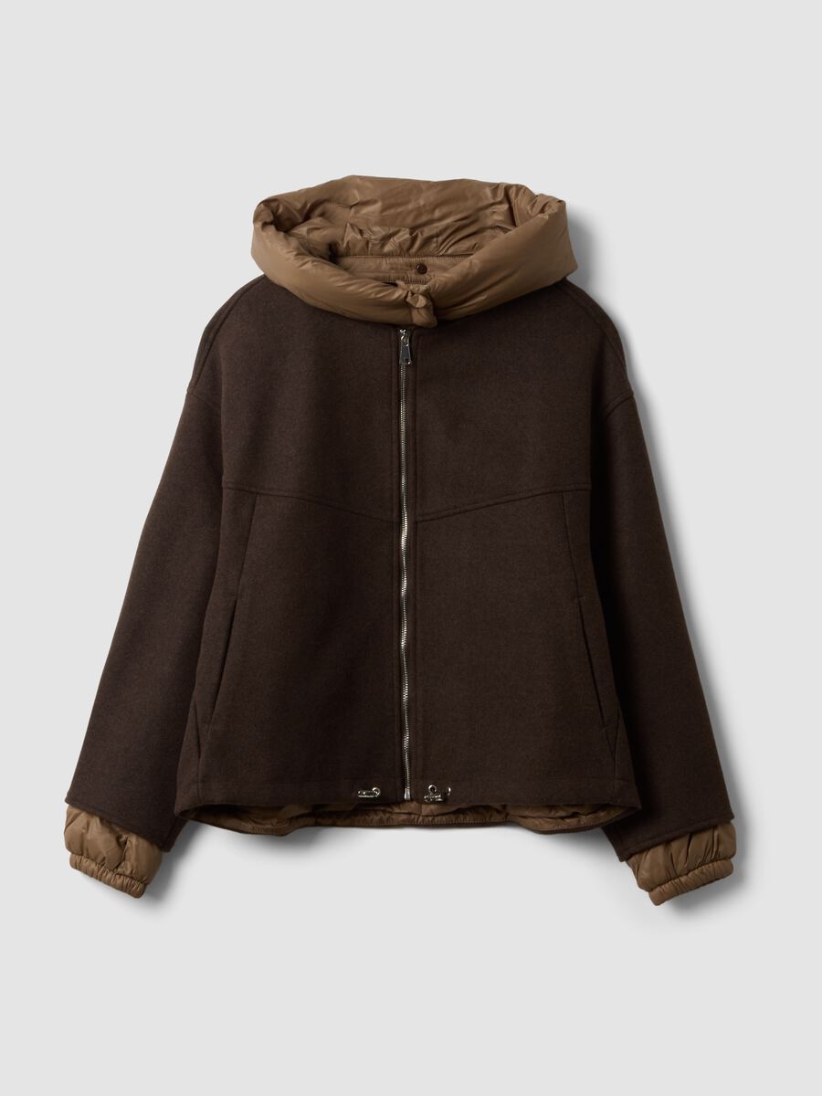 Giacca marrone cioccolato con cappuccio regular fit_0
