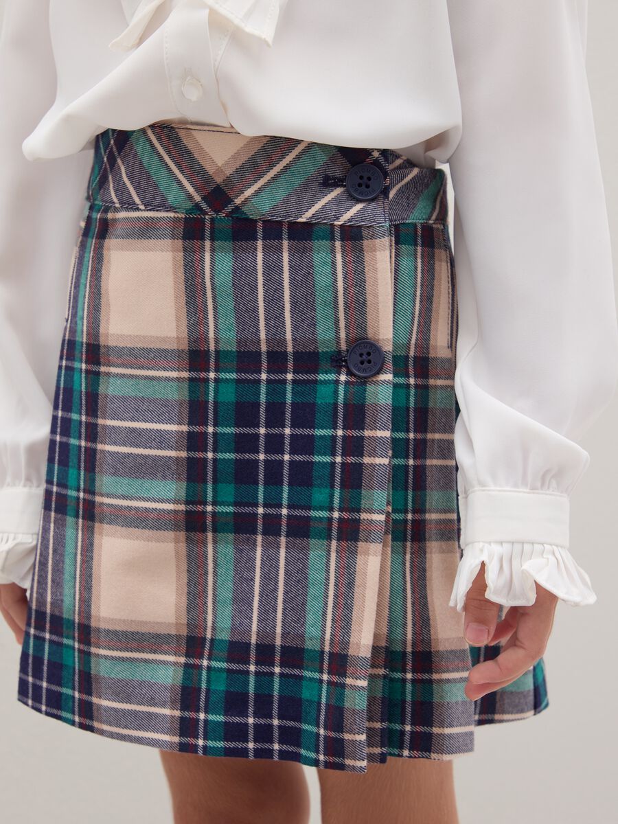 Girls' multicolour check skirt in stretchy flannel_2