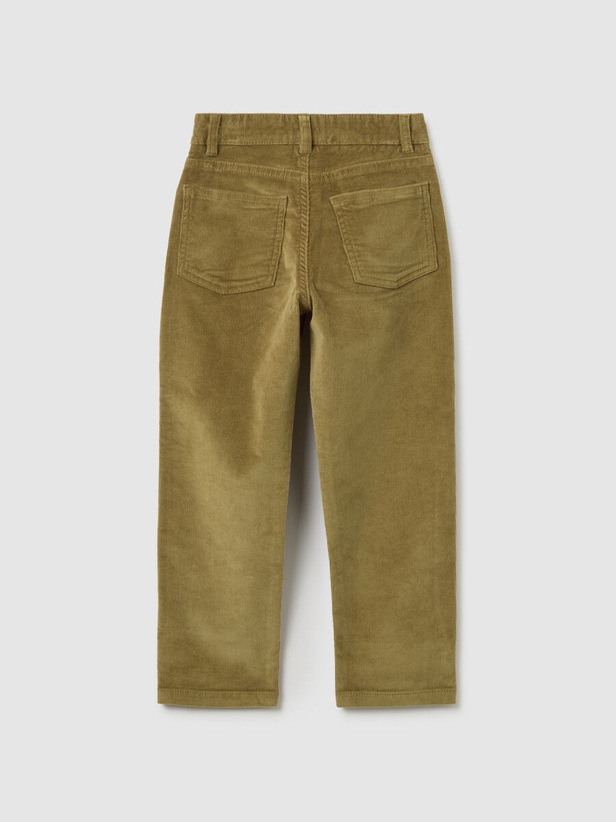 Pantaloni da bambino in cotone e velluto marroni regular fit_1