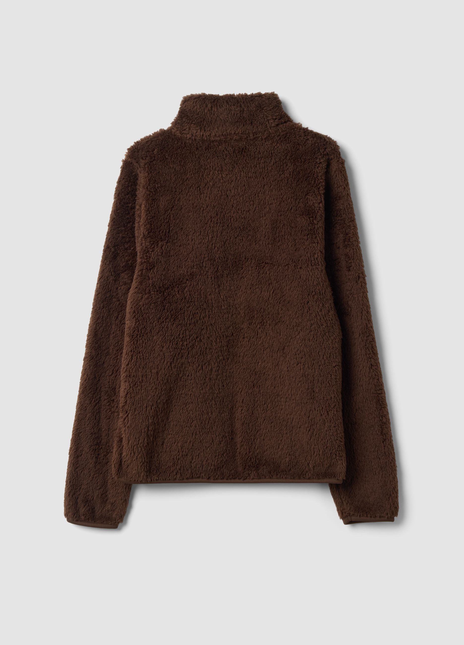 Brown regular-fit crew-neck sweatshirt with zip