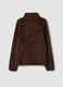Brown regular-fit crew-neck sweatshirt with zip_2
