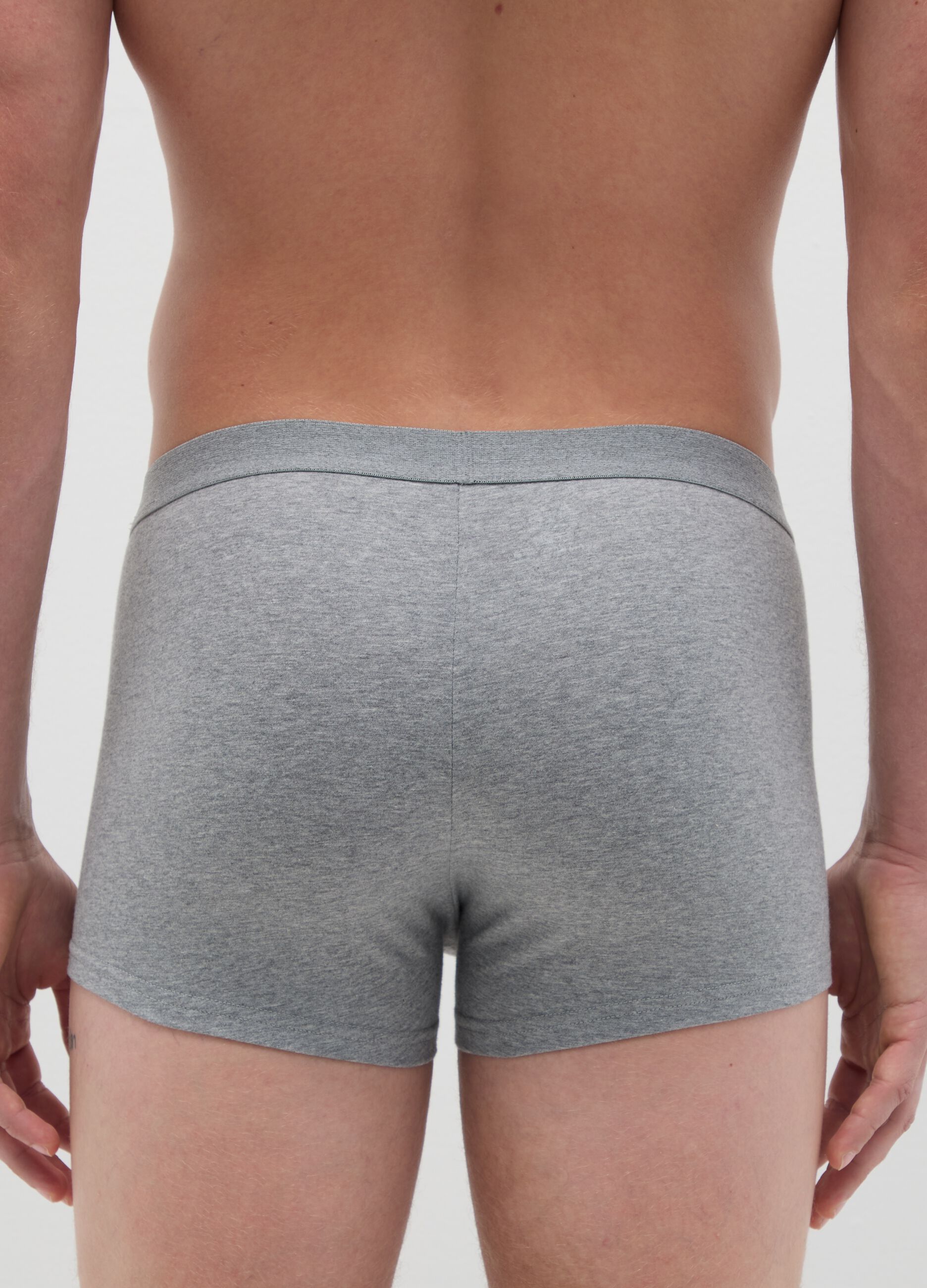 Set of three grey stretch cotton regular fit boxers