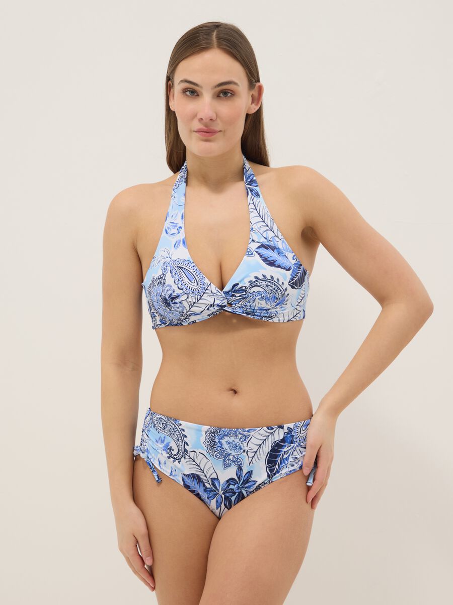 Top bikini azzurro in tessuto elasticizzato_1