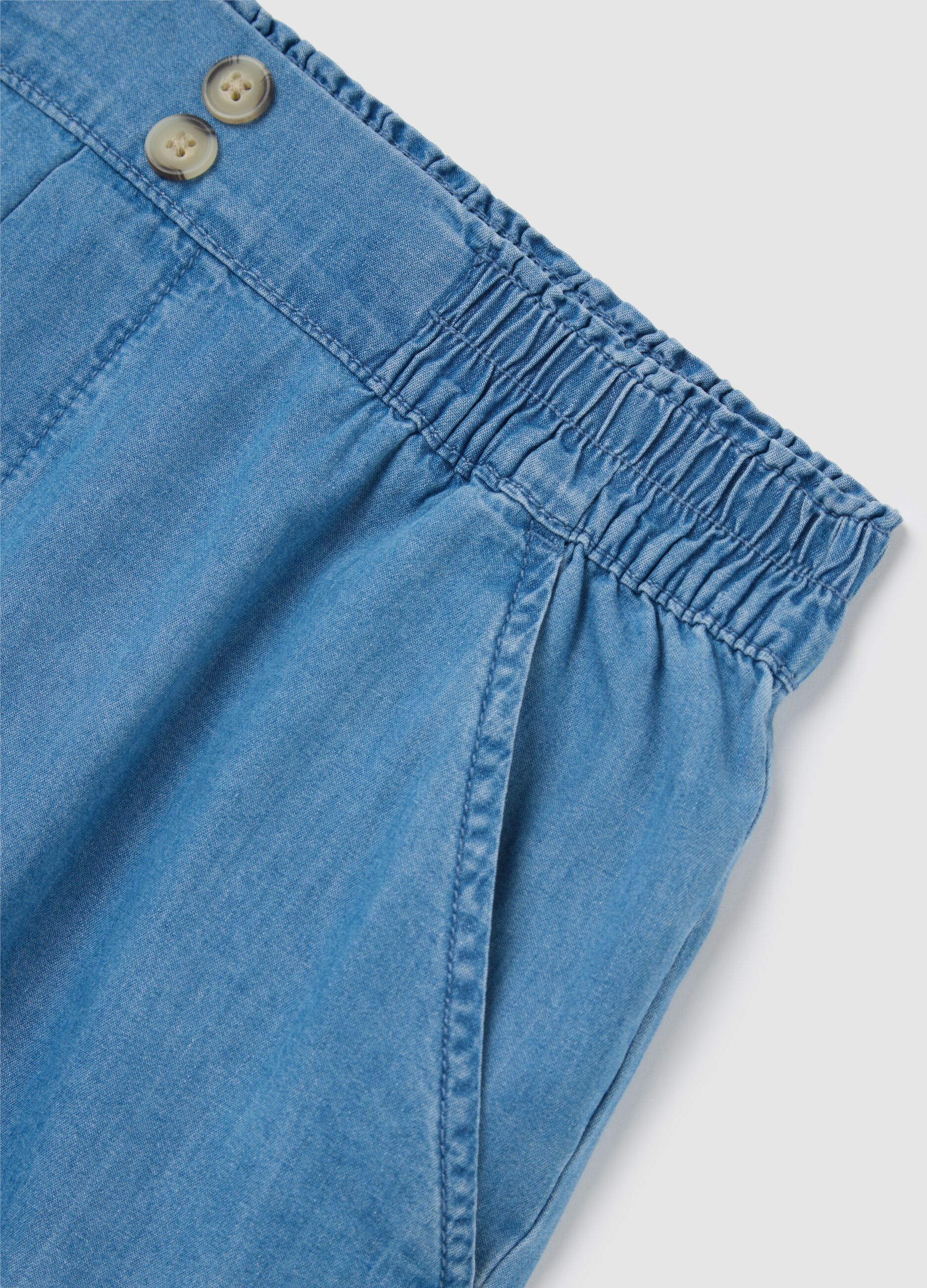 Shorts da donna in puro cotone denim azzurro baggy