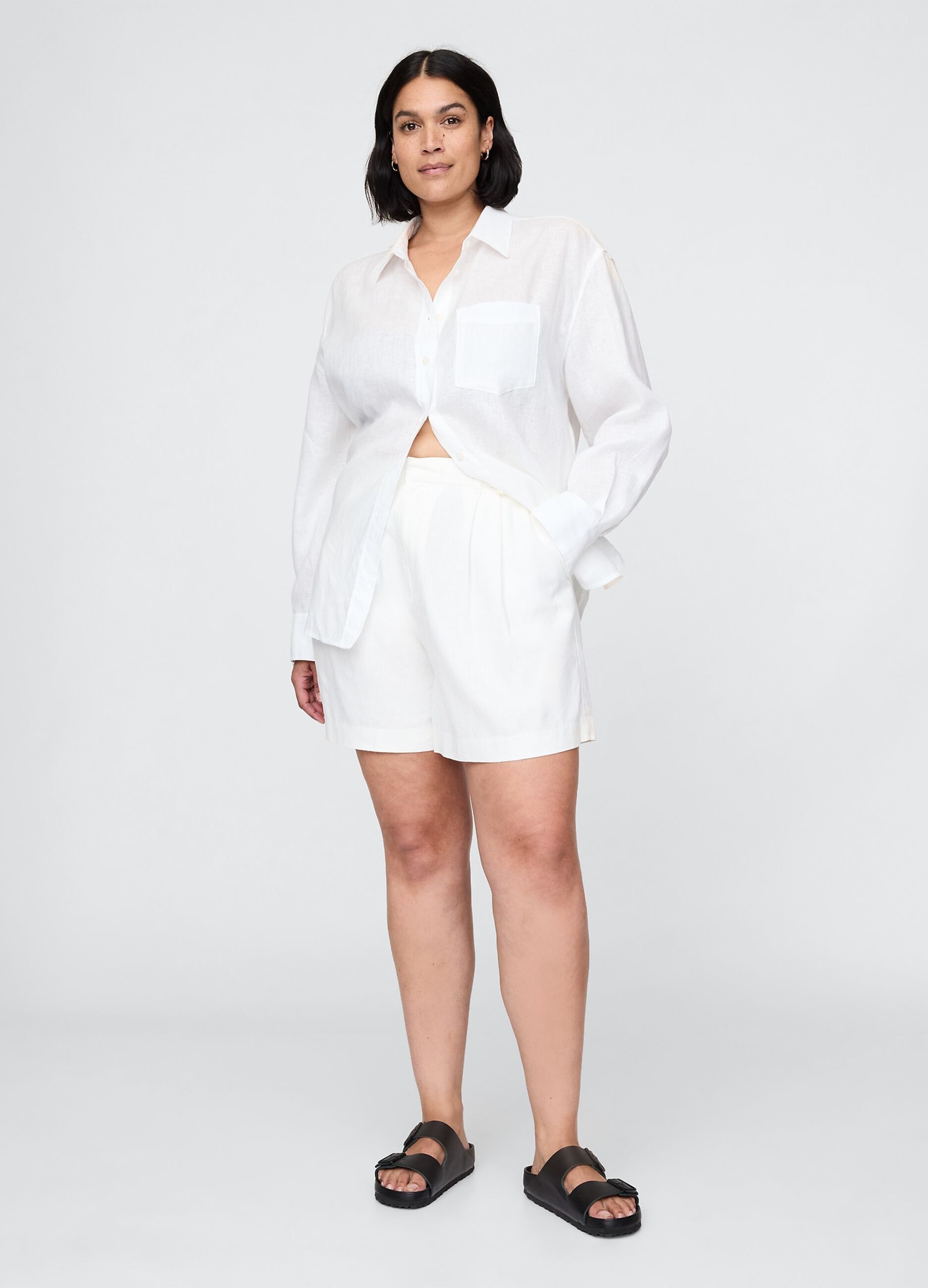 White Linen and Viscose Shorts by Gap