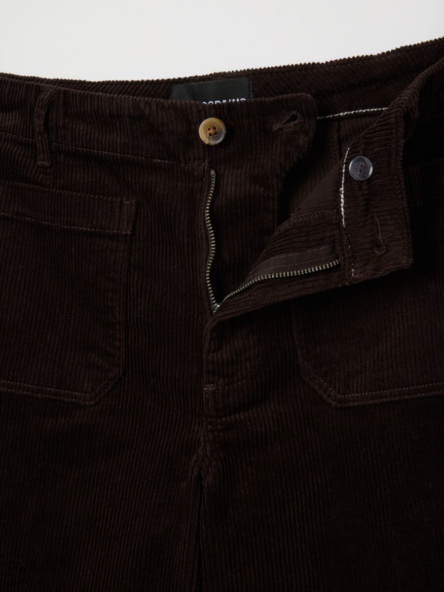 Brown trousers in stretch velvet cotton regular fit_5
