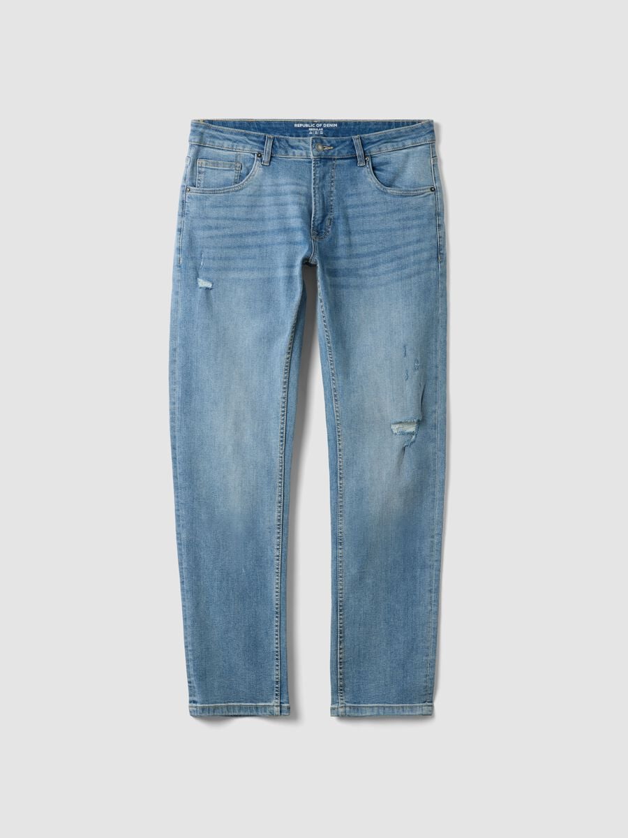 Light blue stretch cotton denim jeans, regular fit_3