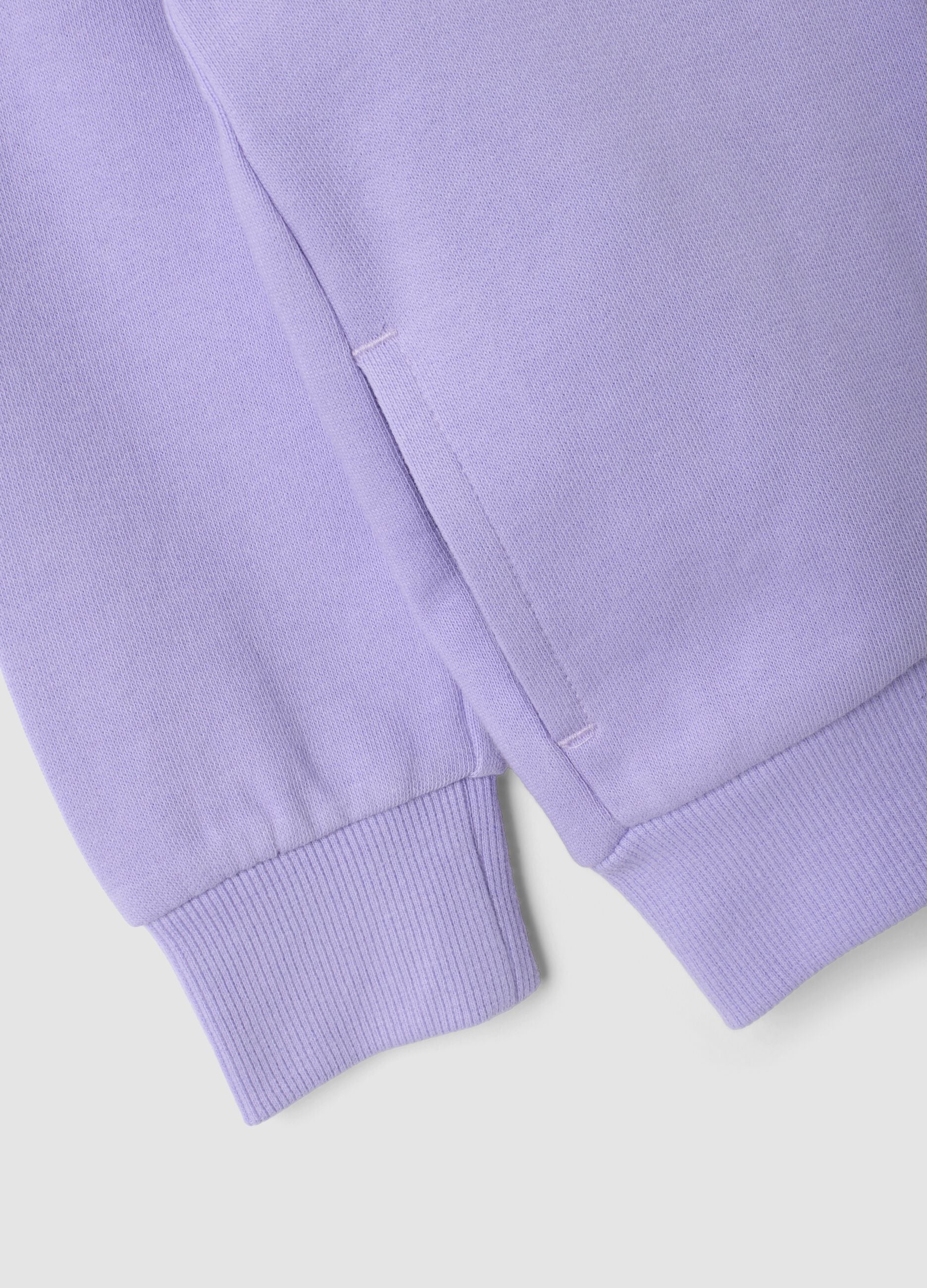 Felpa viola con cappuccio in puro cotone organico con stella regular fit per bimba