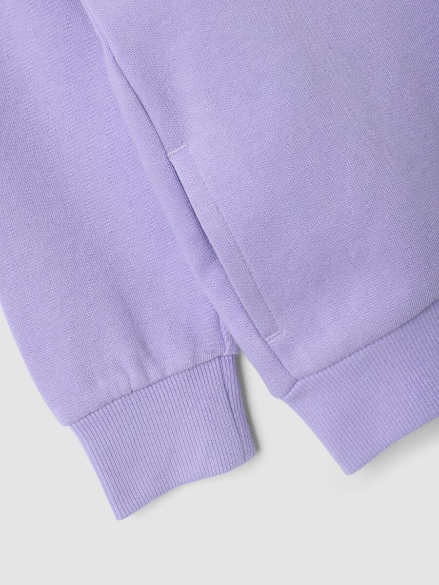 Felpa viola con cappuccio in puro cotone organico con stella regular fit per bimba_2
