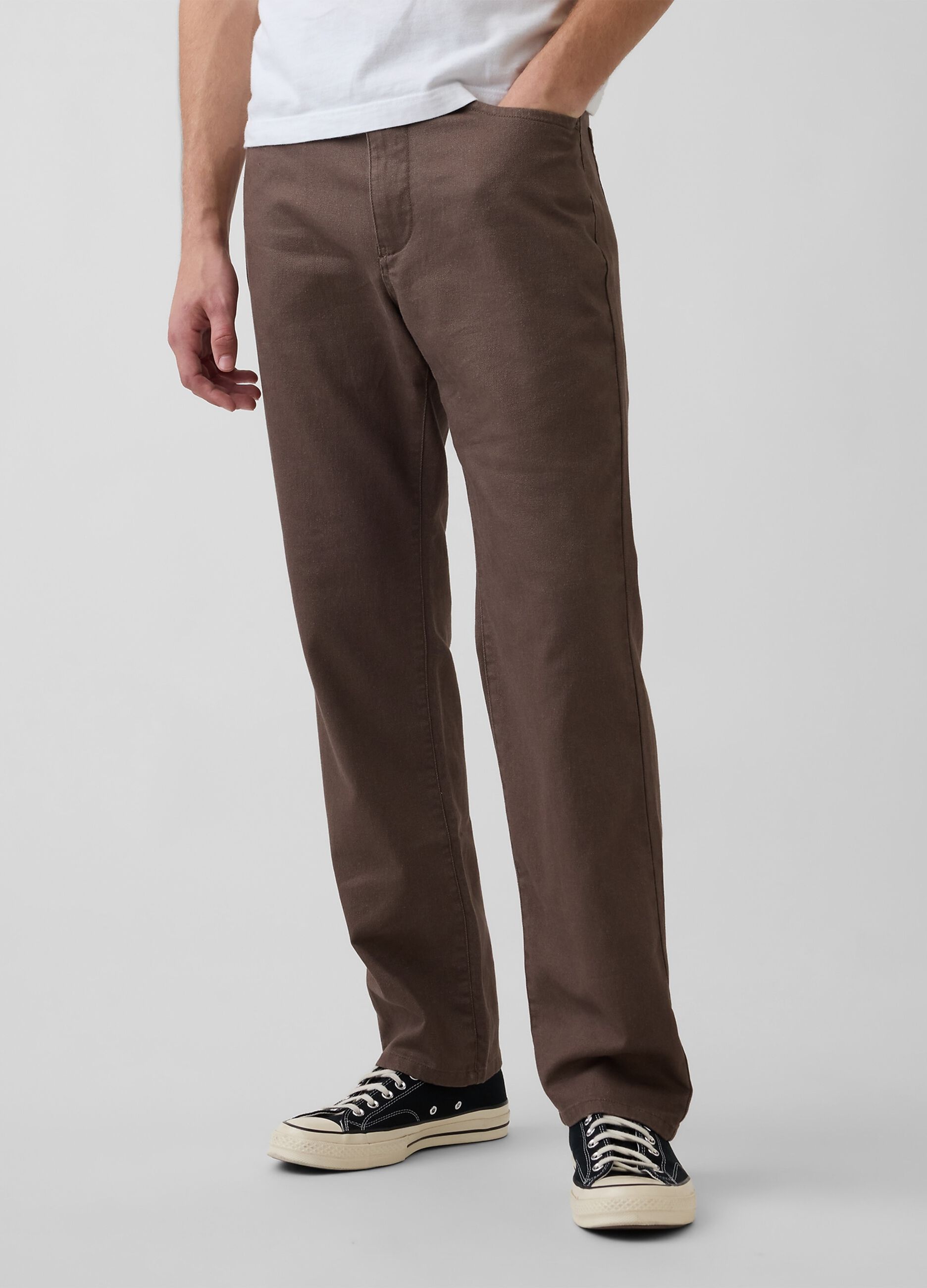 Pantaloni slim fit in misto lino e cotone