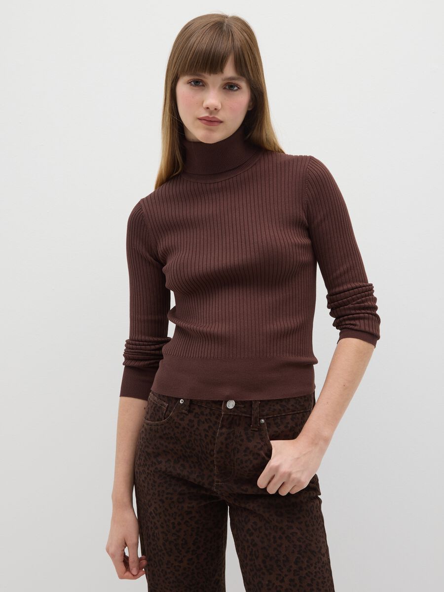 Dolcevita marrone in misto viscosa_0