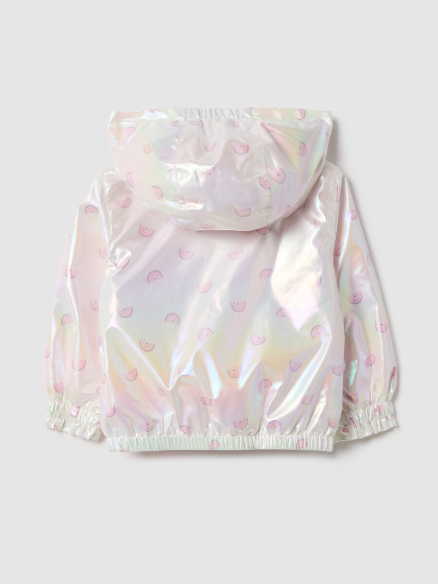 Multicoloured iridescent jacket with hood for children, regular fit_1