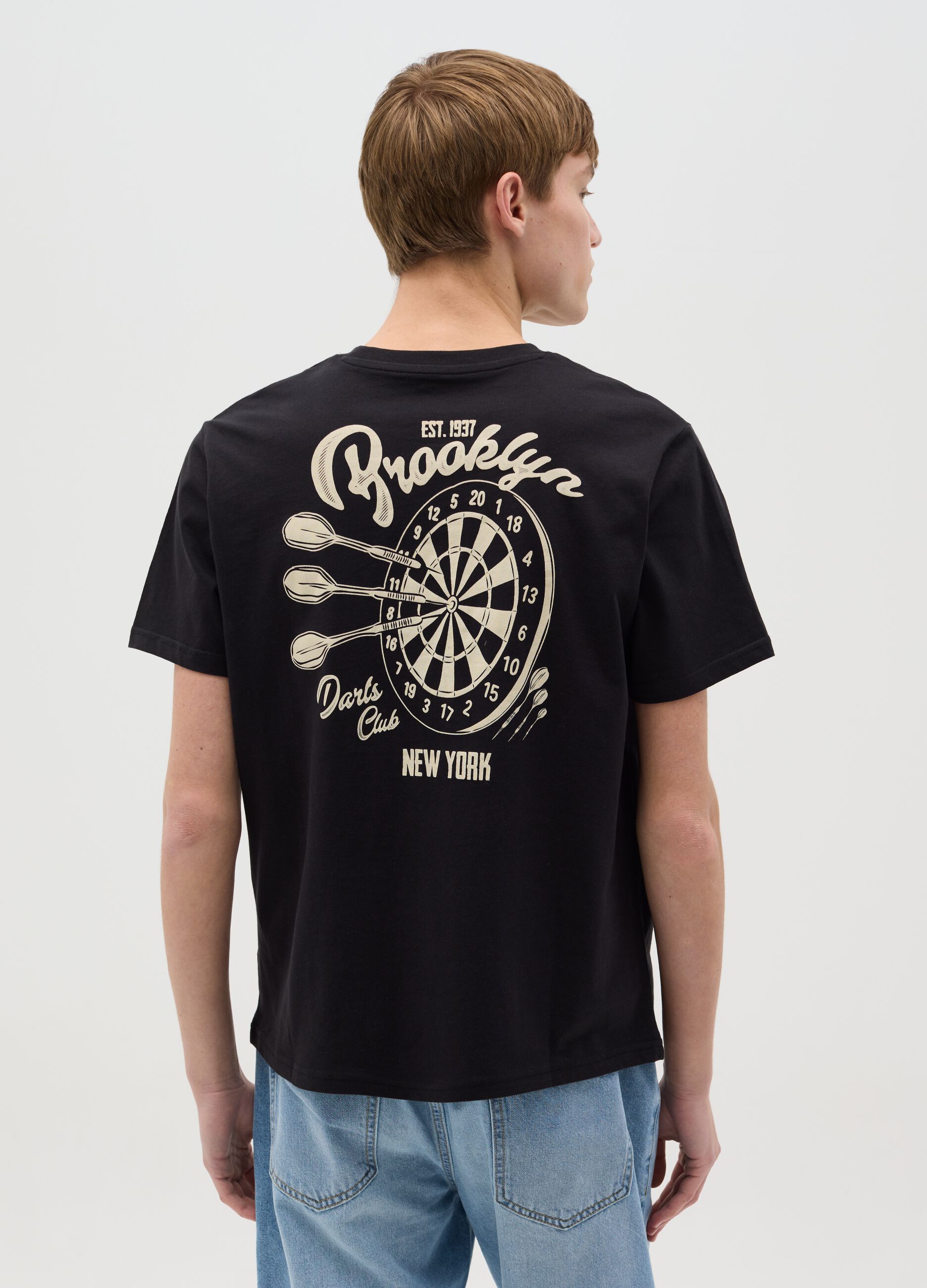 Cotton T-shirt with "Darts New York" print