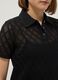 Black regular fit polo with mesh texture_3