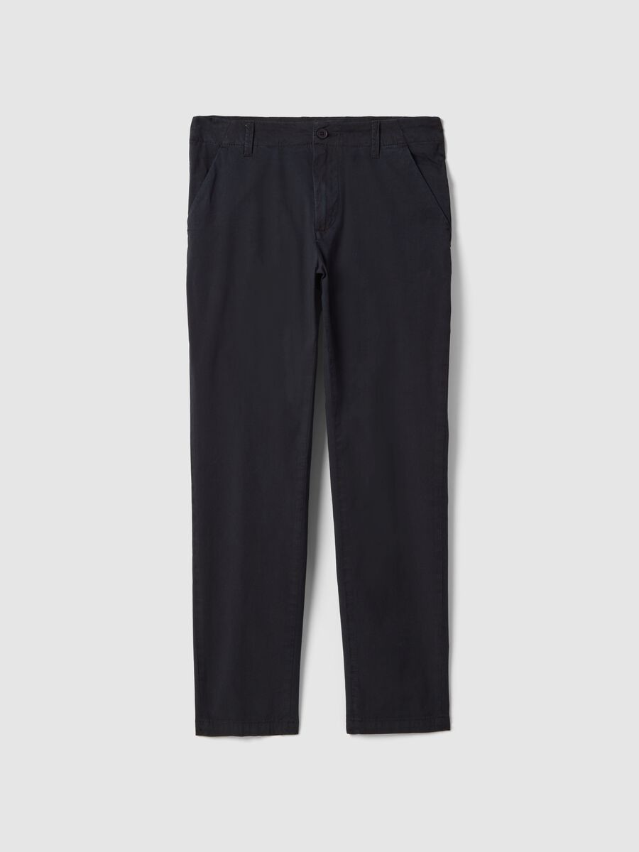 Pantaloni chino in cotone elasticizzato nero slim fit_0