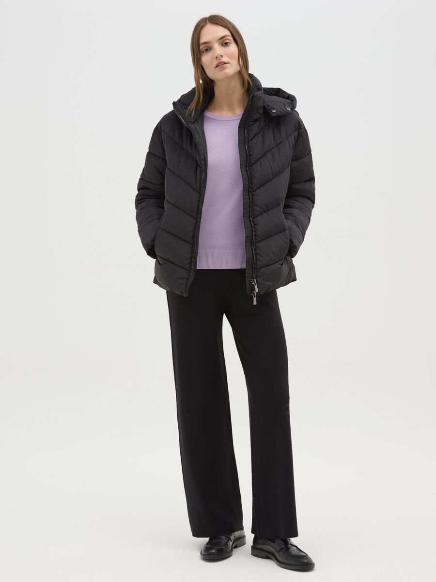 Giubbotto trapuntato nero regular fit_1