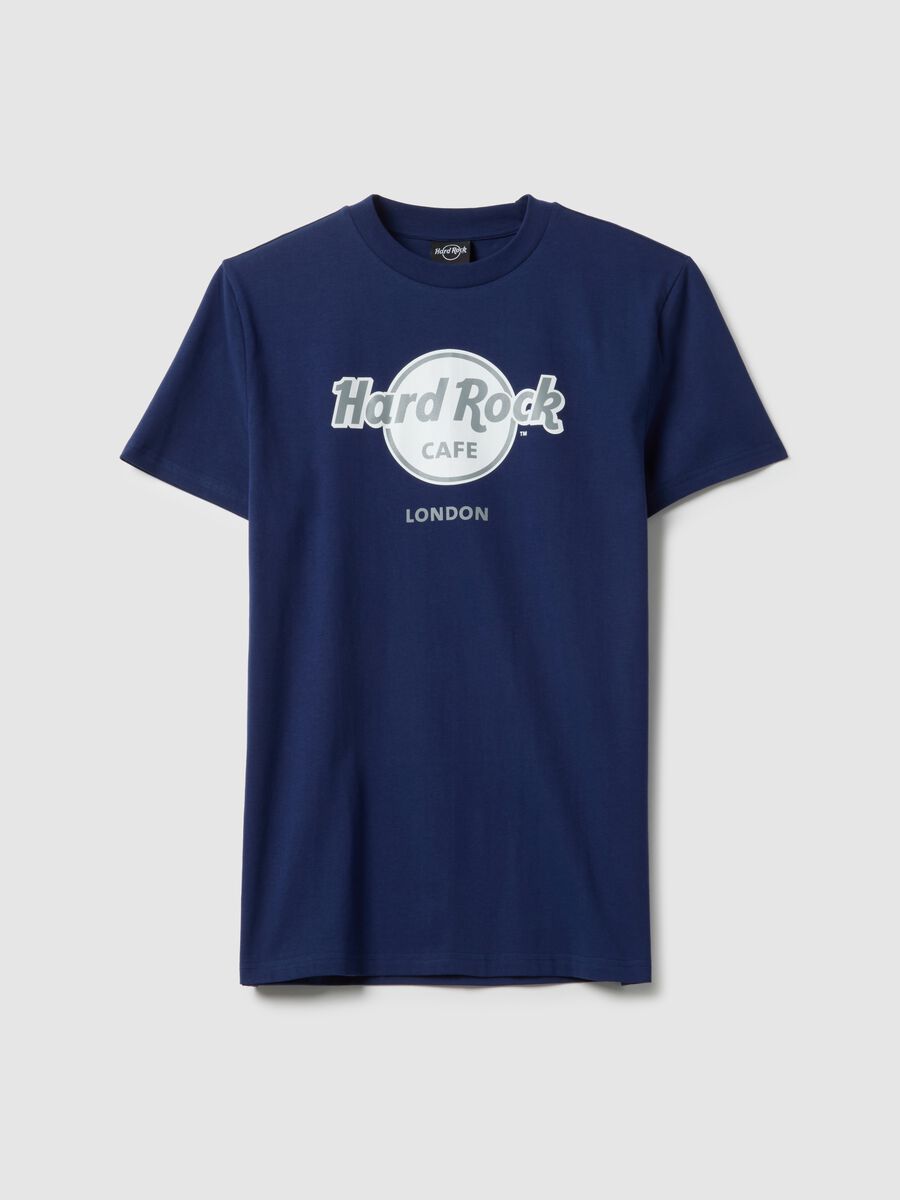 Blue Pure Cotton Regular Fit T-shirt with Hard Rock Cafe Logo_4