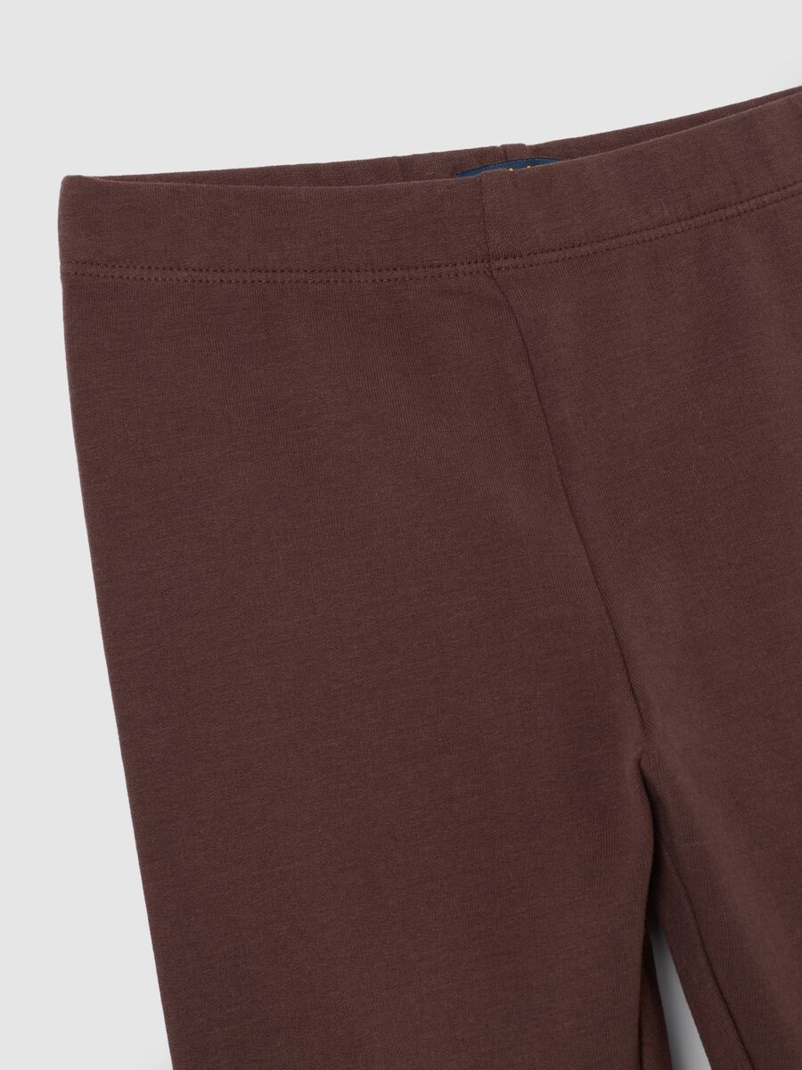 Leggings skinny marroni da bambina in cotone elasticizzato_3