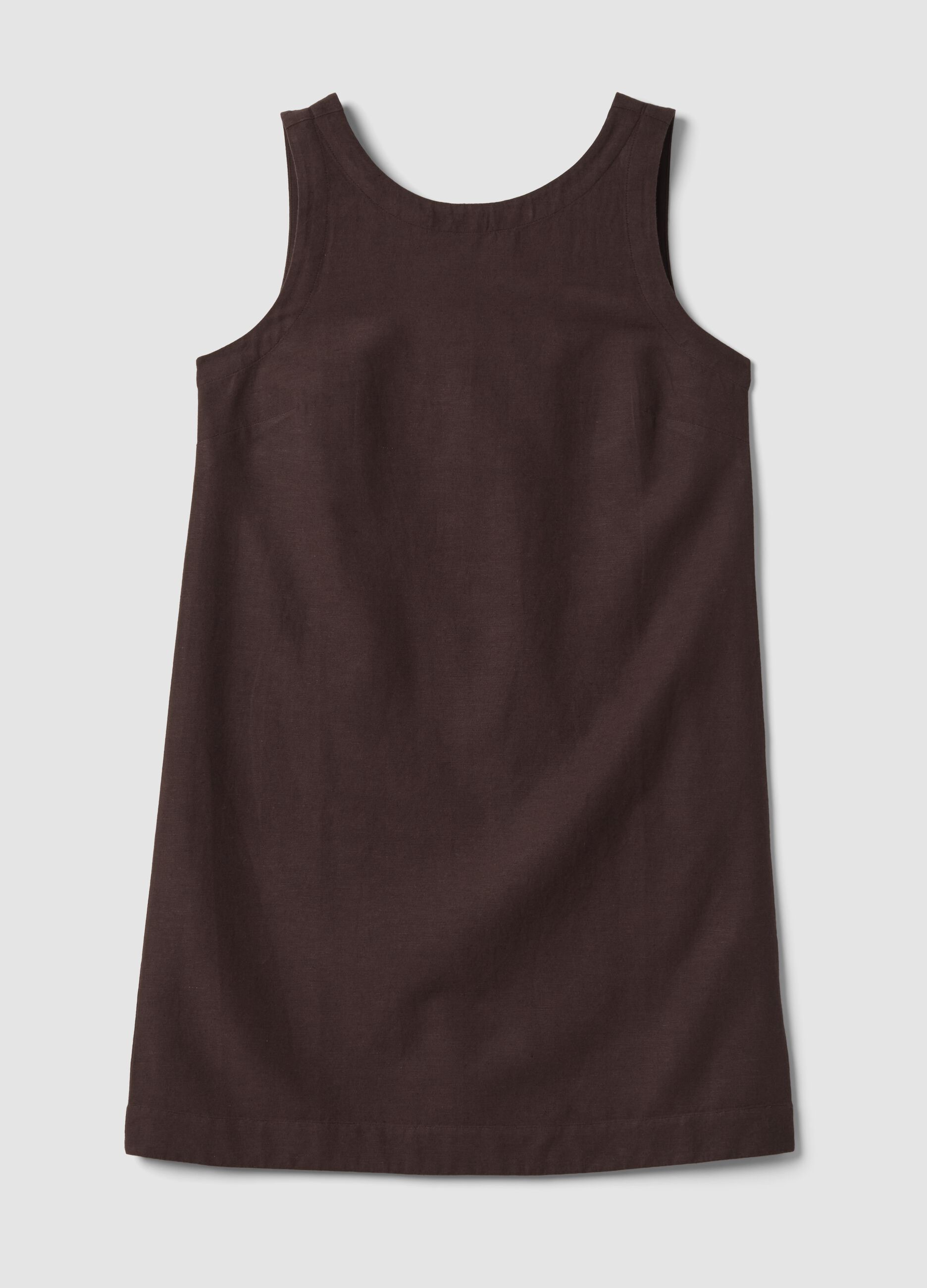 Brown regular-fit dress in a viscose, cotton and linen blend
