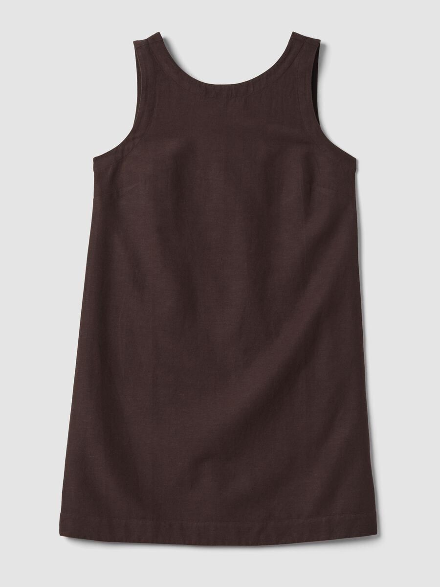 Brown regular-fit dress in a viscose, cotton and linen blend_4