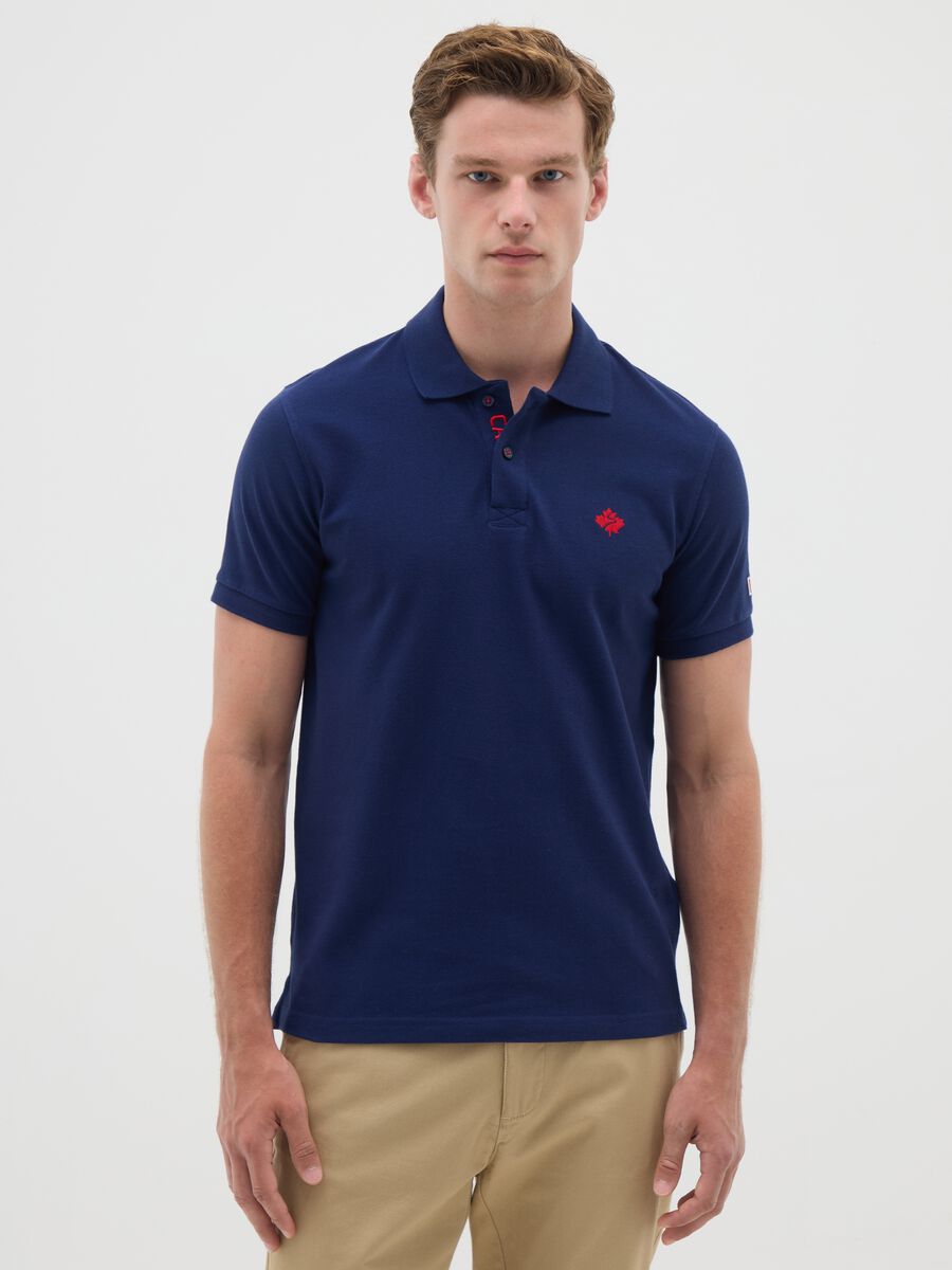 Men's Blue Cotton Polo - Regular Fit_0