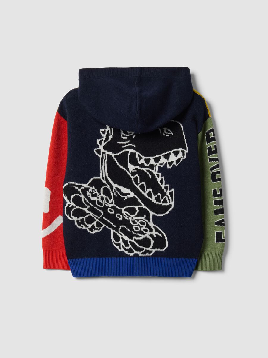 Maglia con cappuccio giallo senape, blu navy, rosso e verde salvia in misto viscosa girocollo_1
