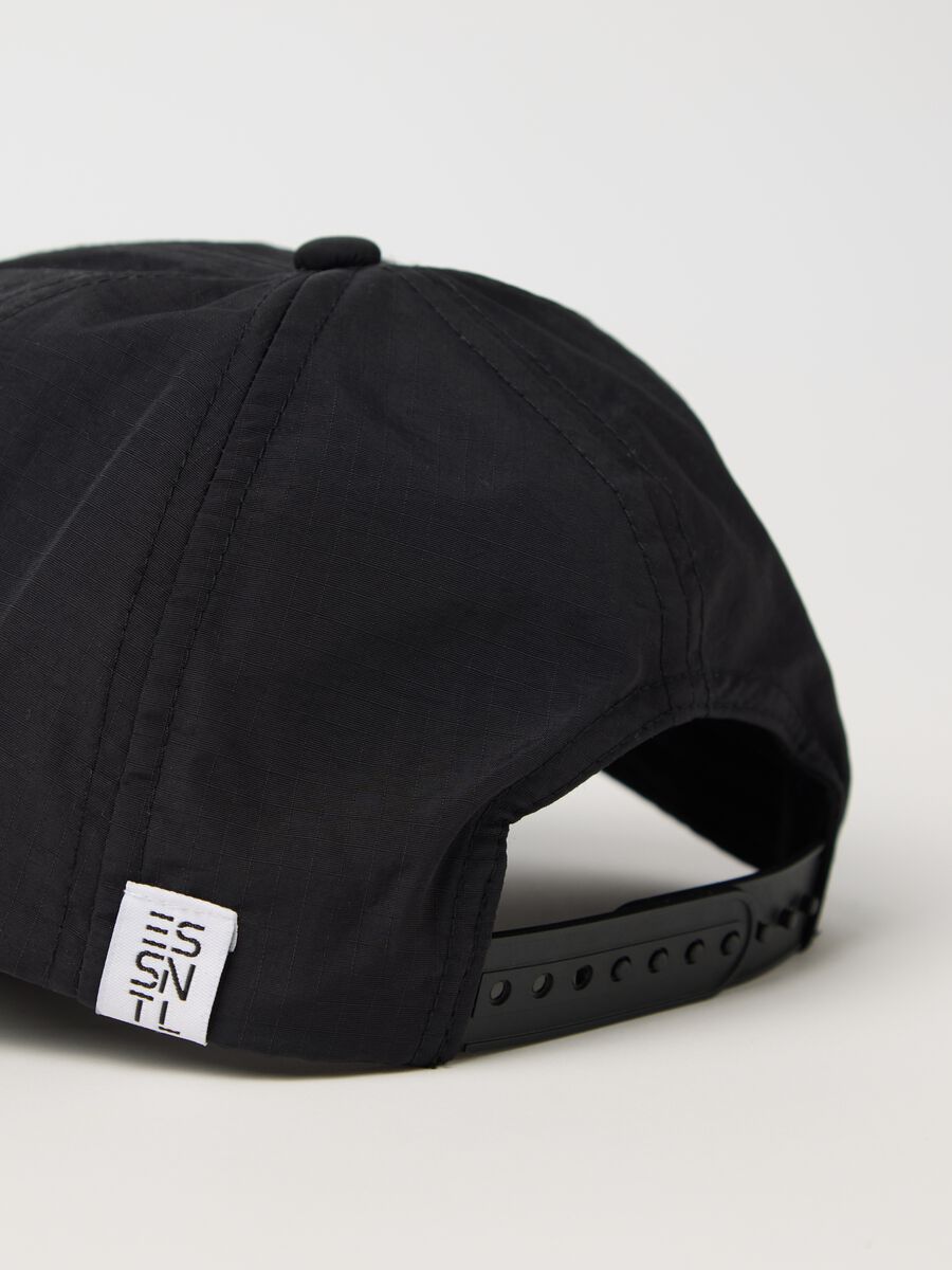 Essential black baseball cap with ripstop weave_2
