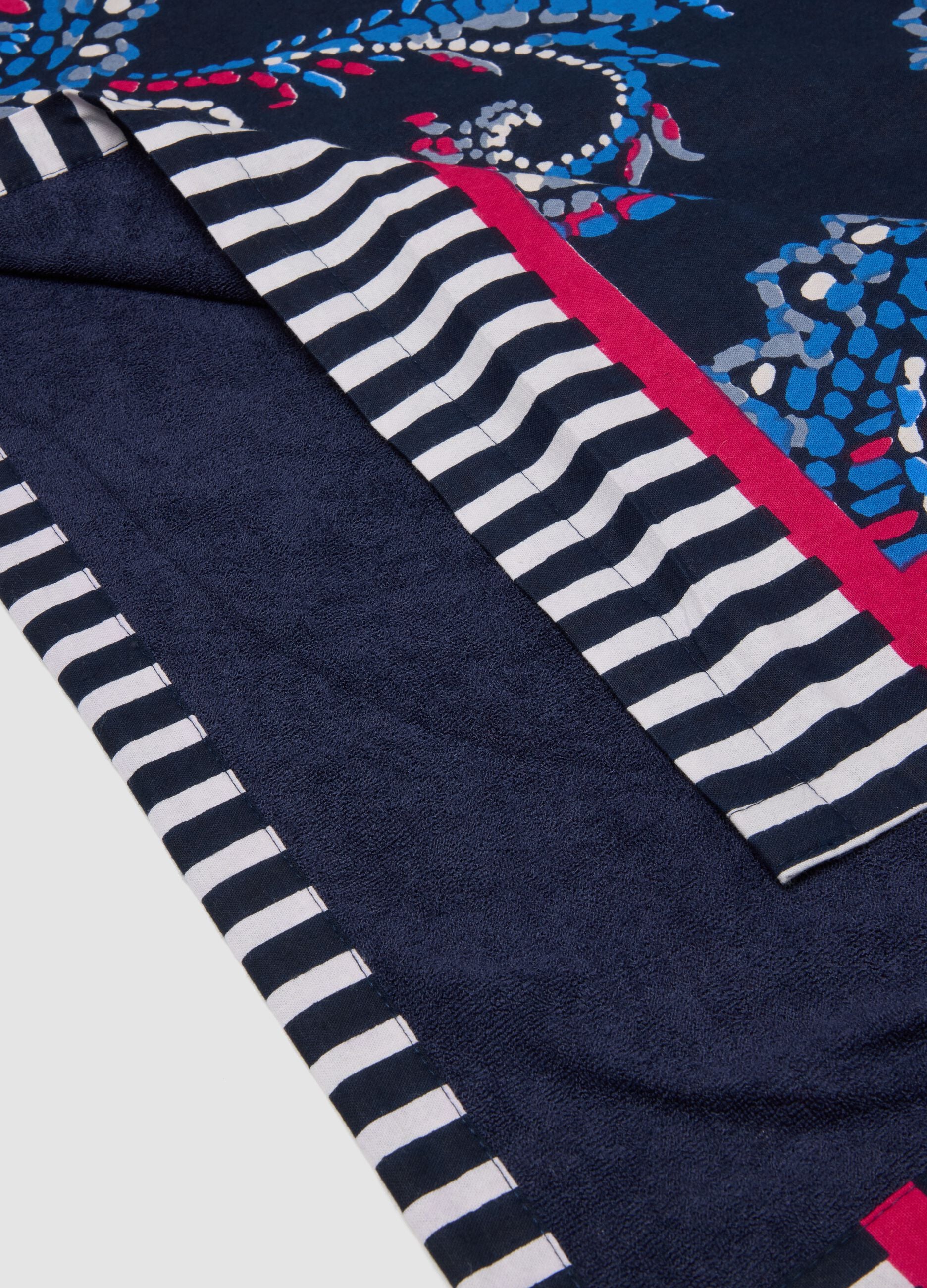 Blue pure cotton beach towel with paisley print