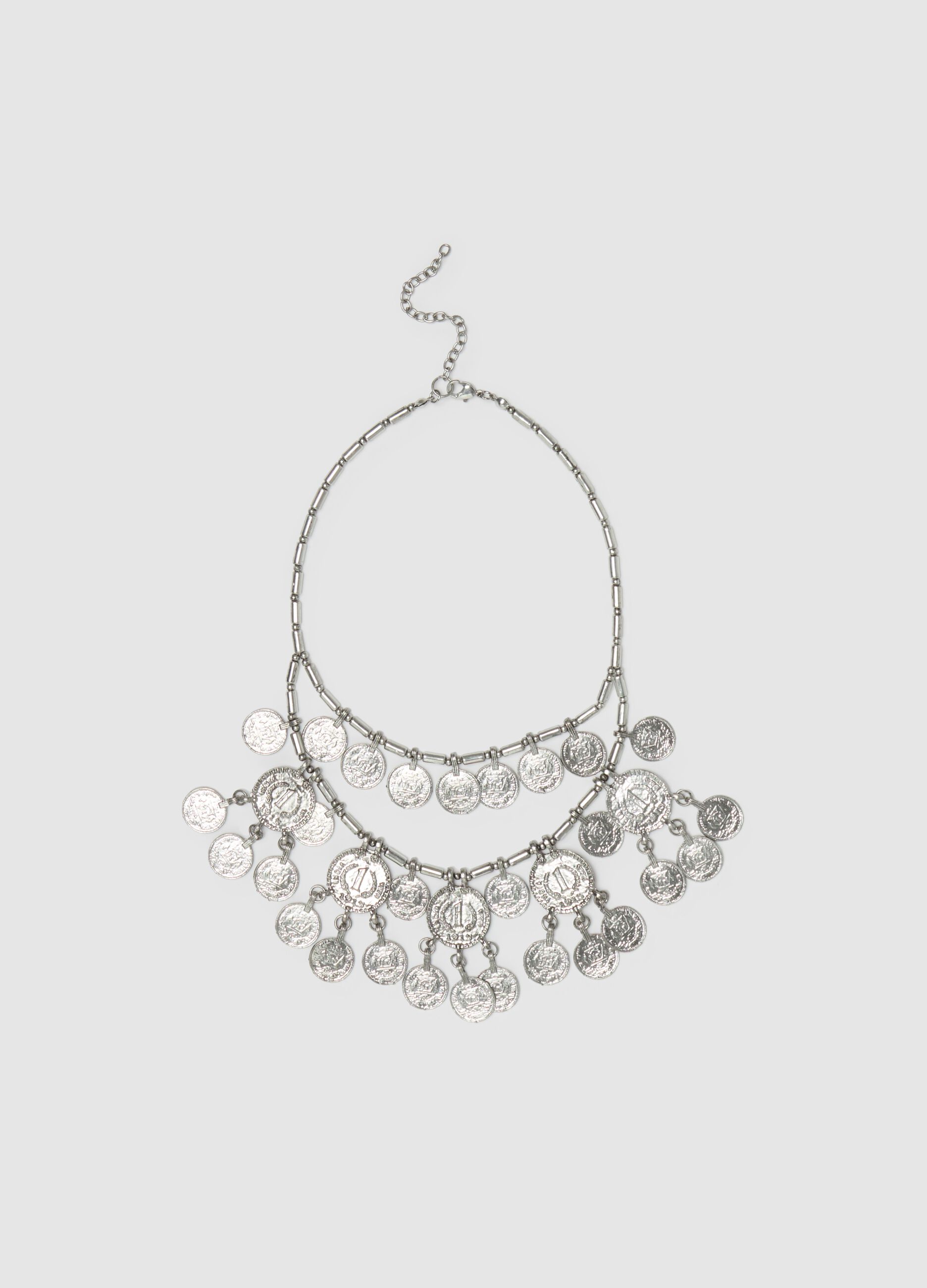 Double-strand necklace with coins