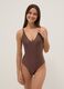 Brown stretch one-piece swimsuit with glitter texture_0