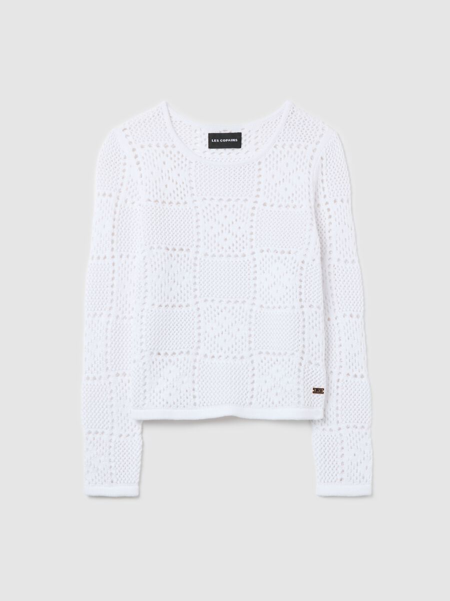 White openwork top with long sleeves_4