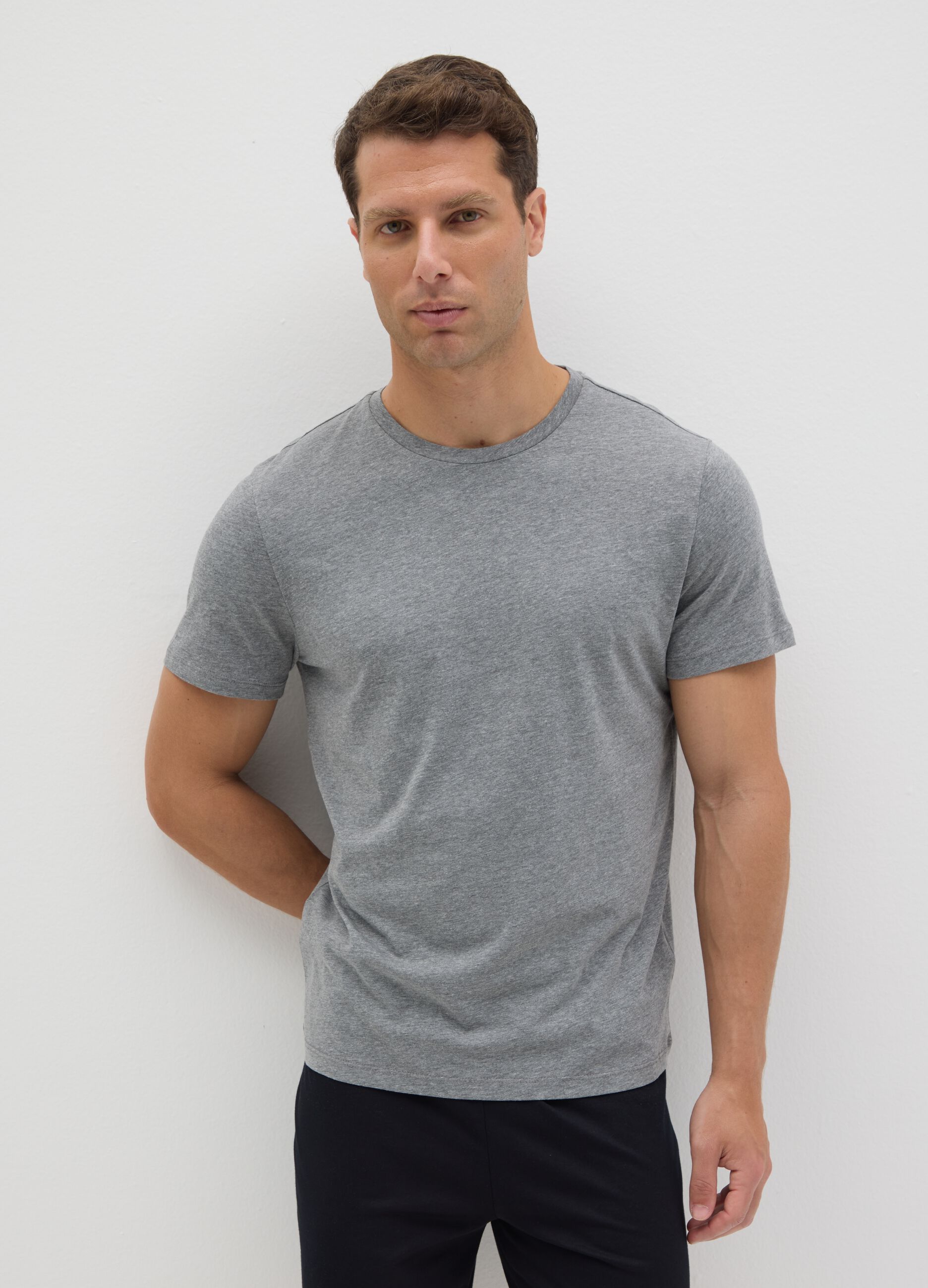 Short cotton pyjamas with round neck