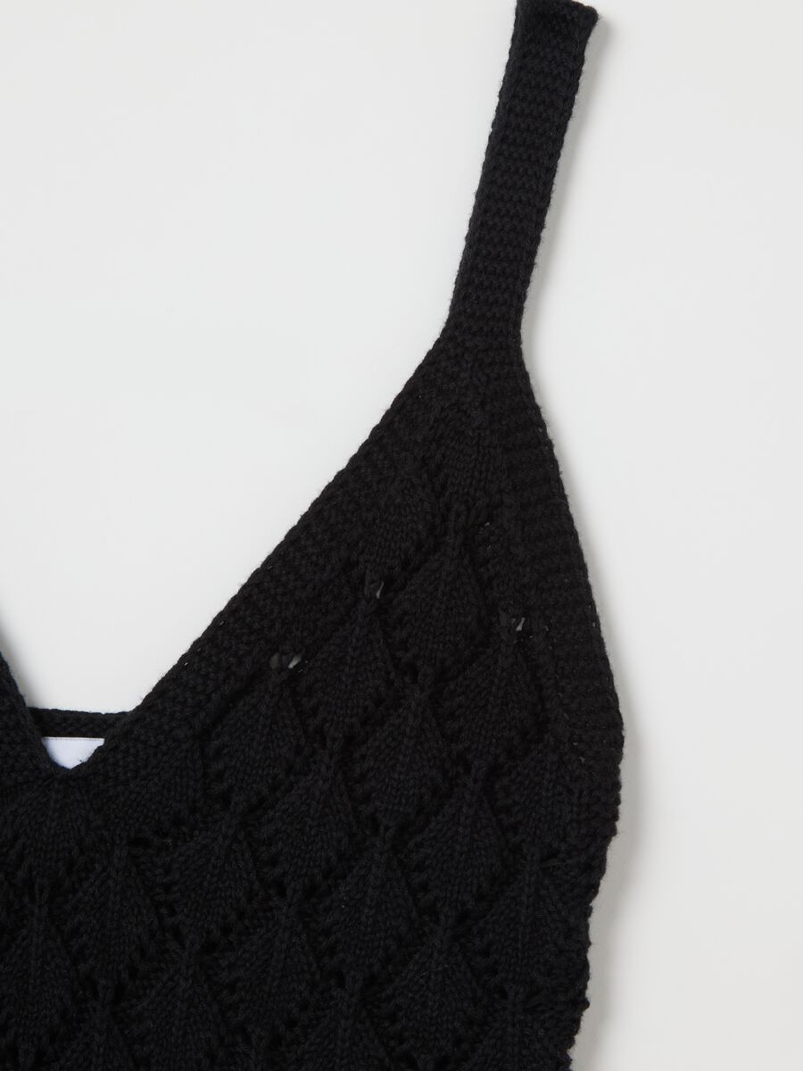 Black knitted vest in pure cotton_5