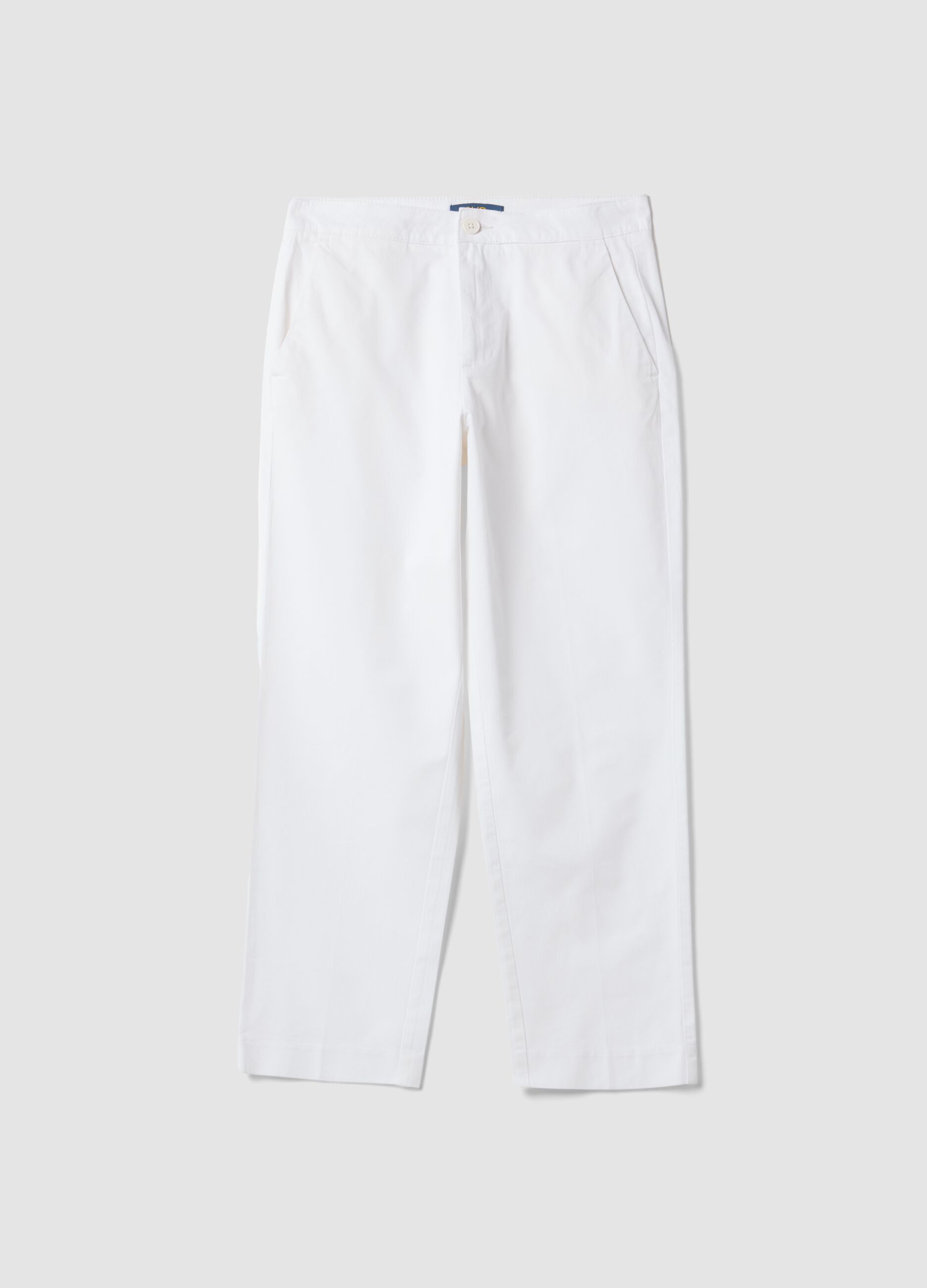 White pure cotton chino trousers, regular fit