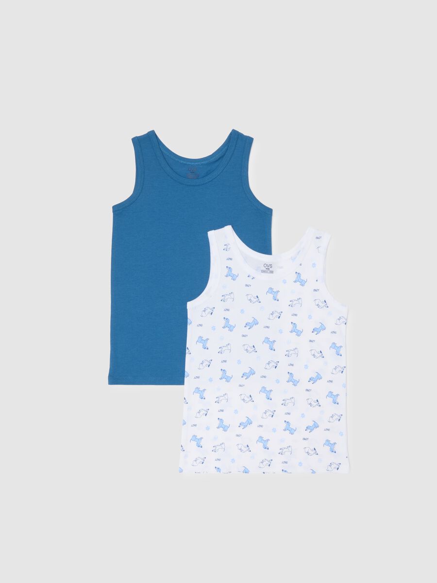 Blue and White Cotton Vests_0