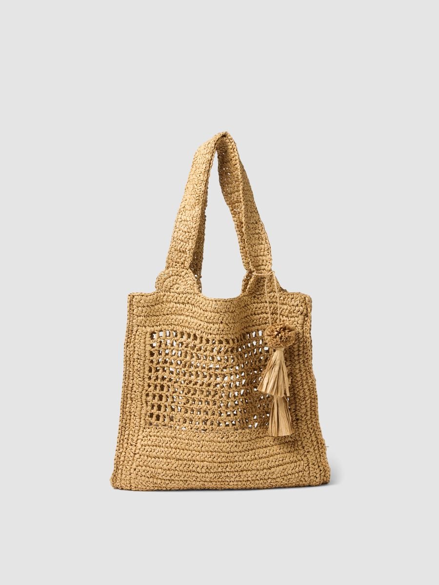 Beige beach bag in pure paper-fibre fabric_0