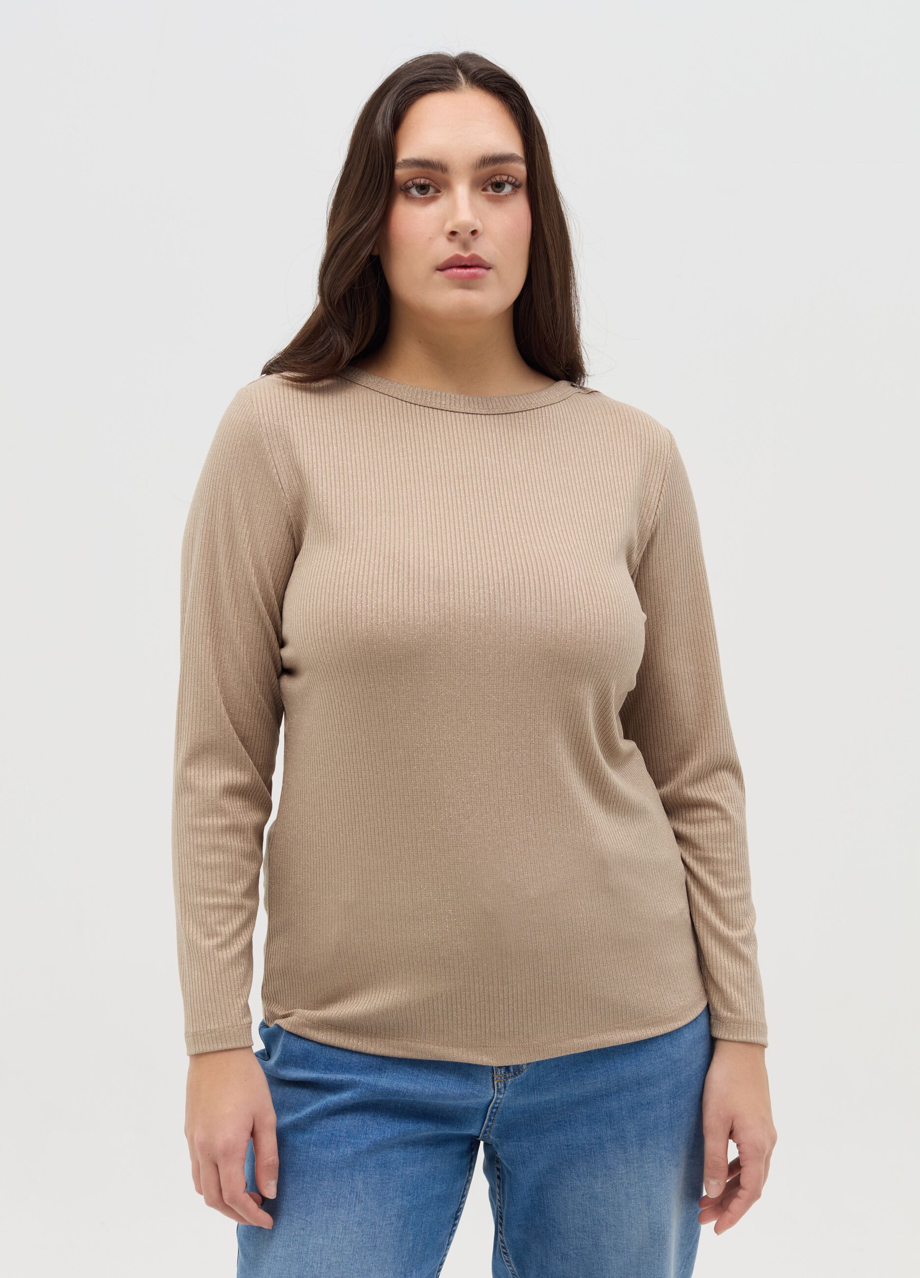 Curvy ribbed T-shirt in lurex