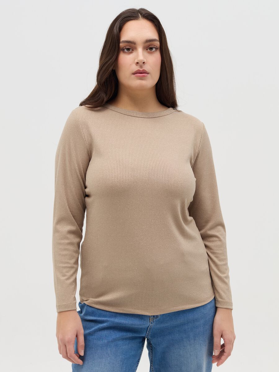 Curvy ribbed T-shirt in lurex_0