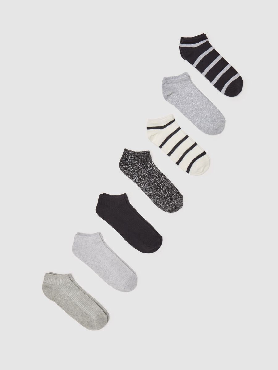 Multi-pack seven shoe liners with striped design and lurex_0