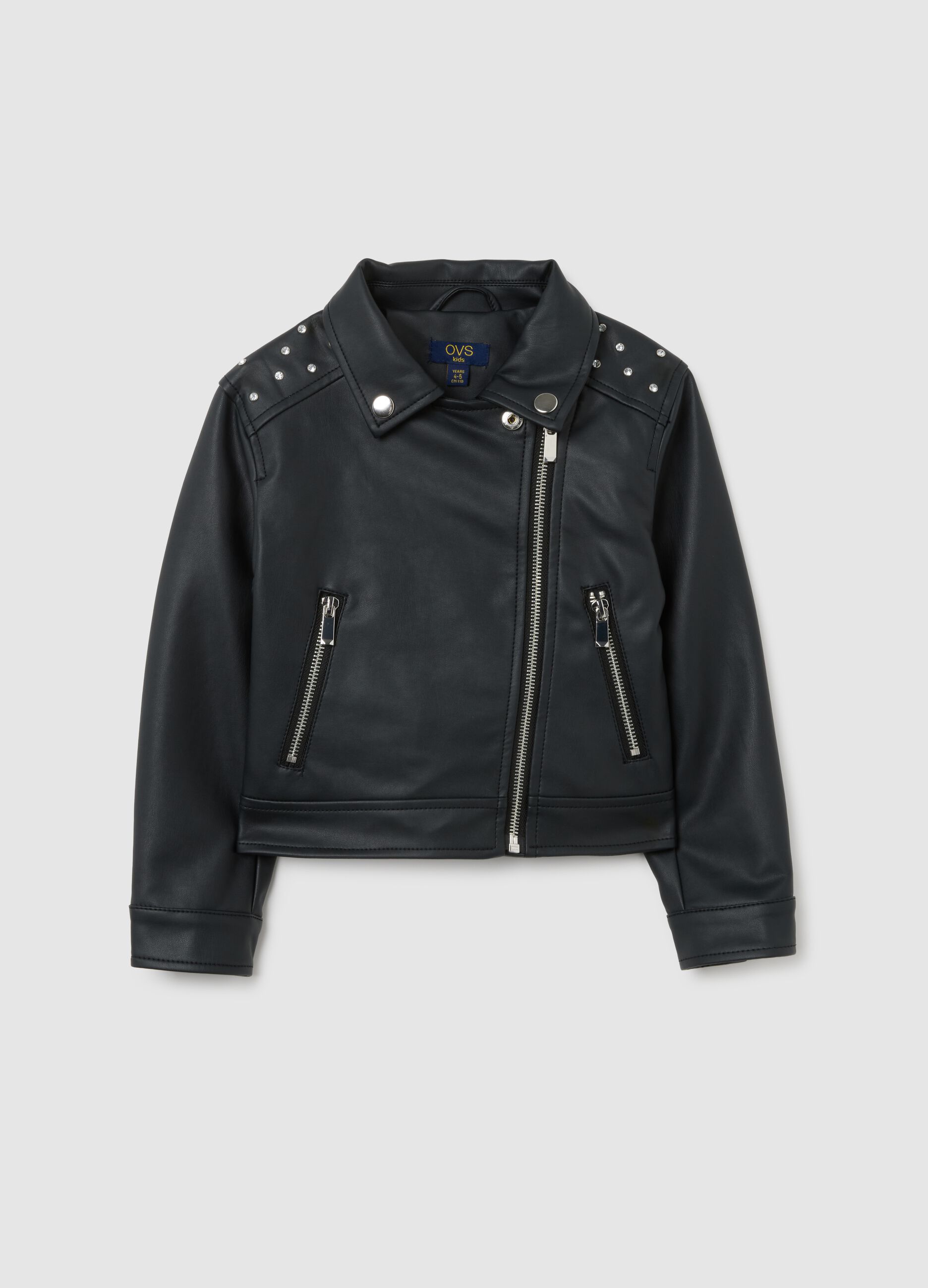 Girl's Black Regular Fit Jacket