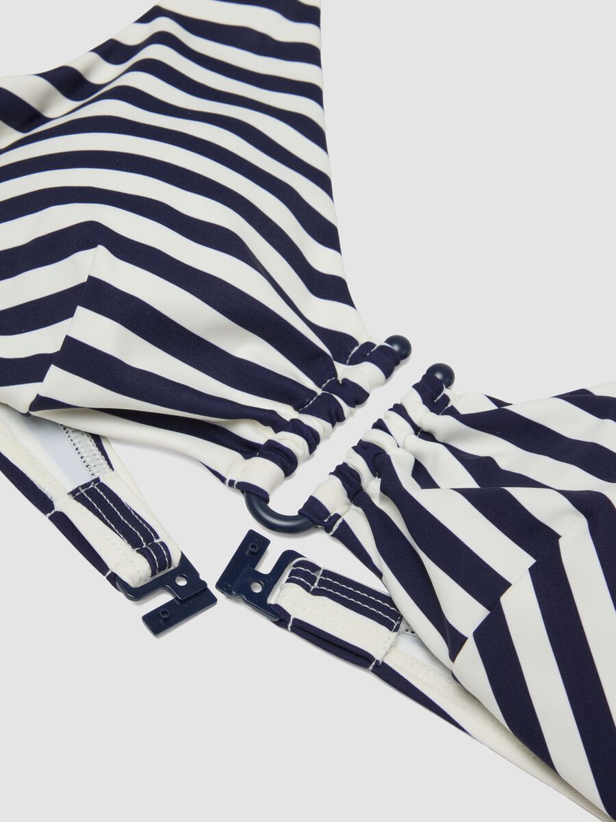 Blue and white striped triangle bikini top in stretch fabric_5