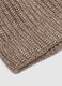 Brown hat with jersey knit pompom_1