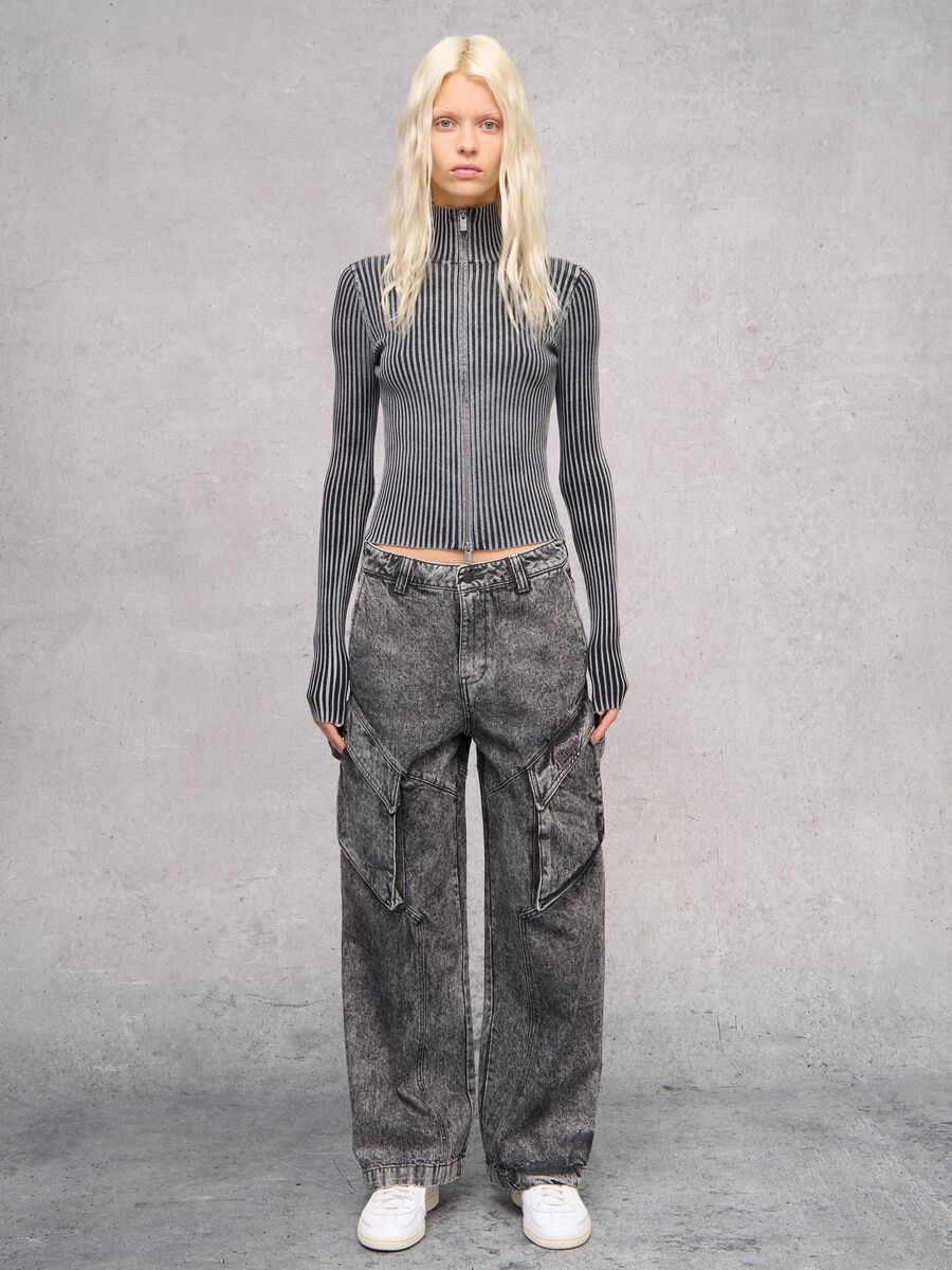 Full-Zip Ribbed Knit Vintage Grey_2