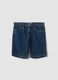 Slim Fit Blue Denim Cotton Blend Shorts_4