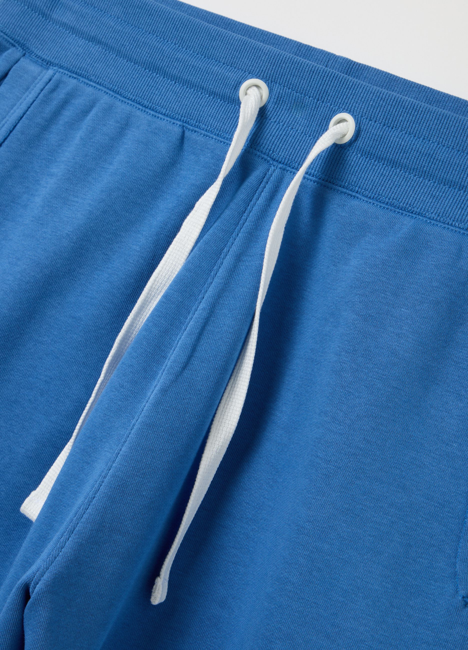 Men's blue cotton blend regular fit shorts with adjustable drawstring