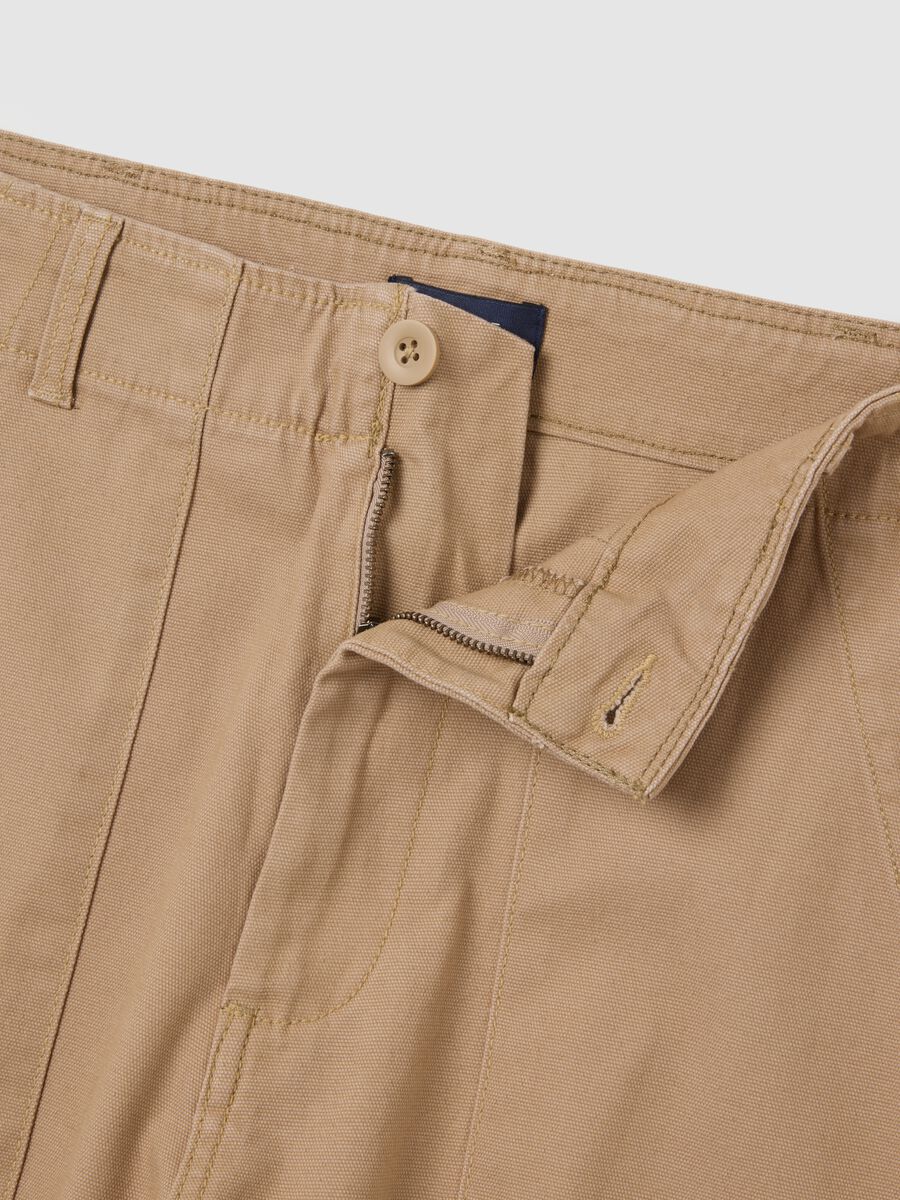 Beige baggy stretchy cotton blend trousers_5