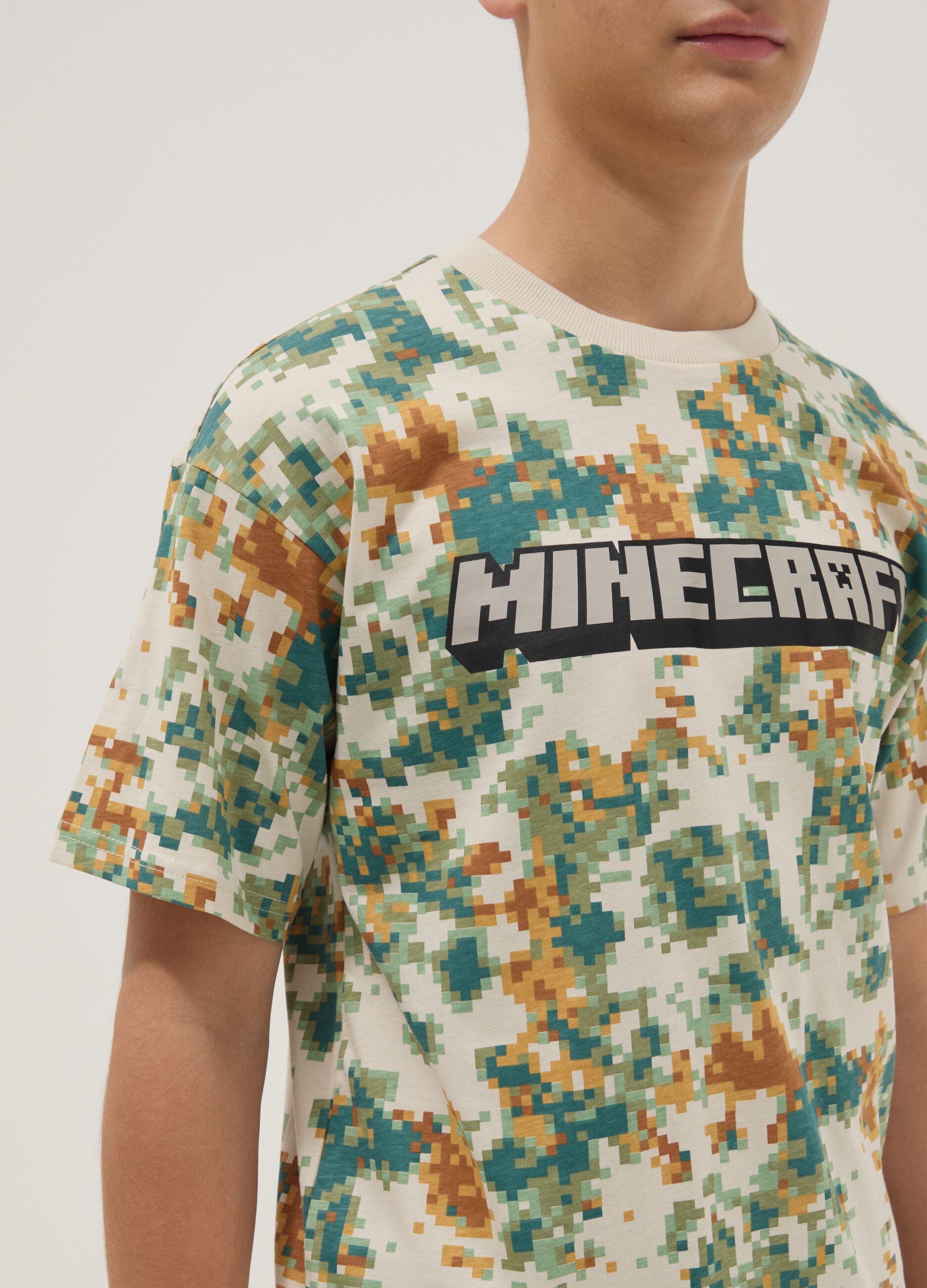 Multicolour pure cotton short-sleeve T-shirt