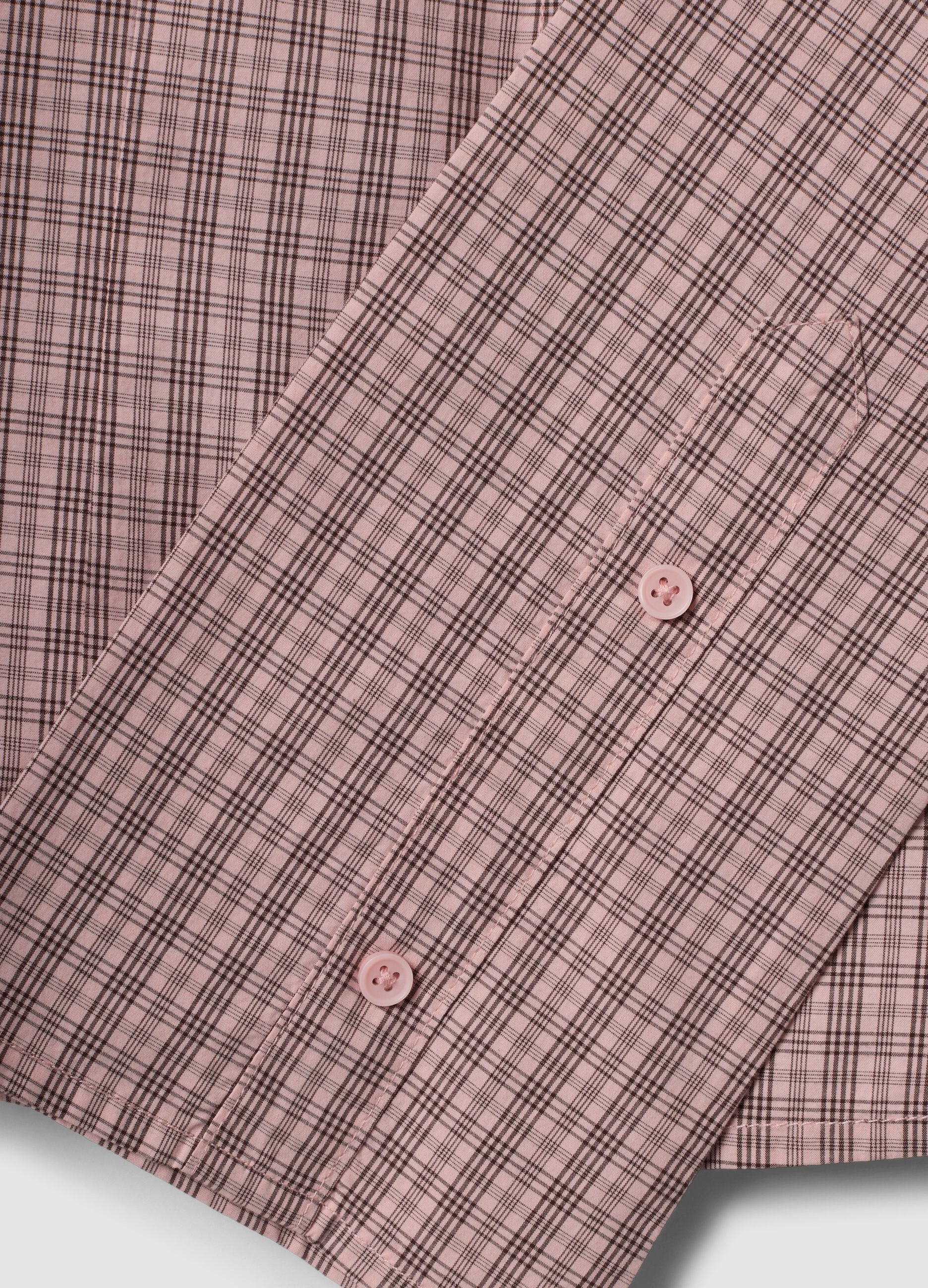 Pink checked slim-fit pure cotton poplin shirt