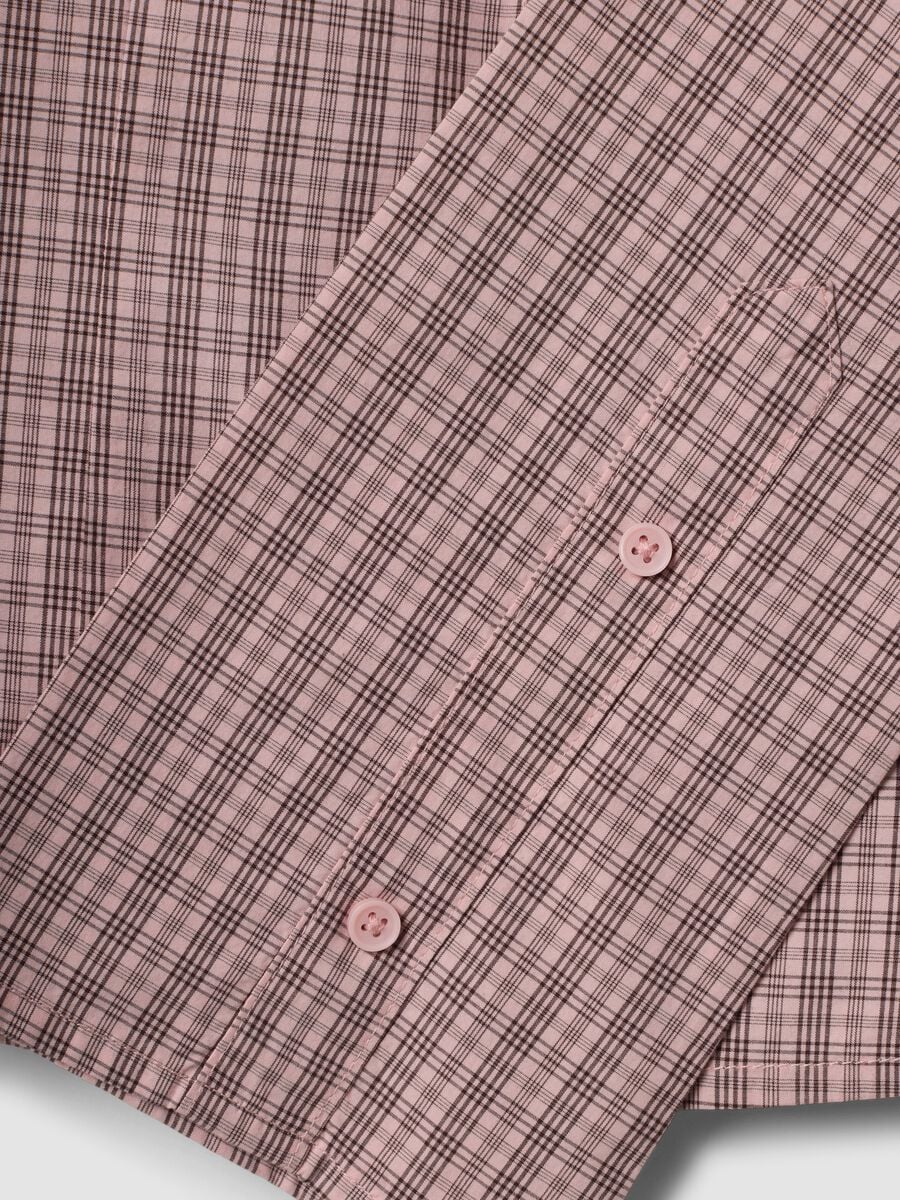 Pink checked slim-fit pure cotton poplin shirt_1